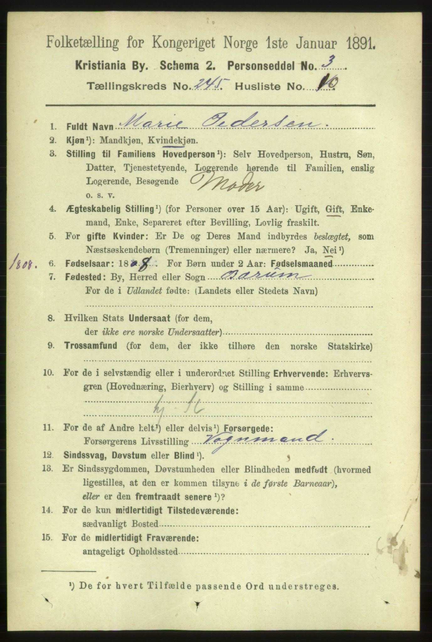 RA, 1891 census for 0301 Kristiania, 1891, p. 149624