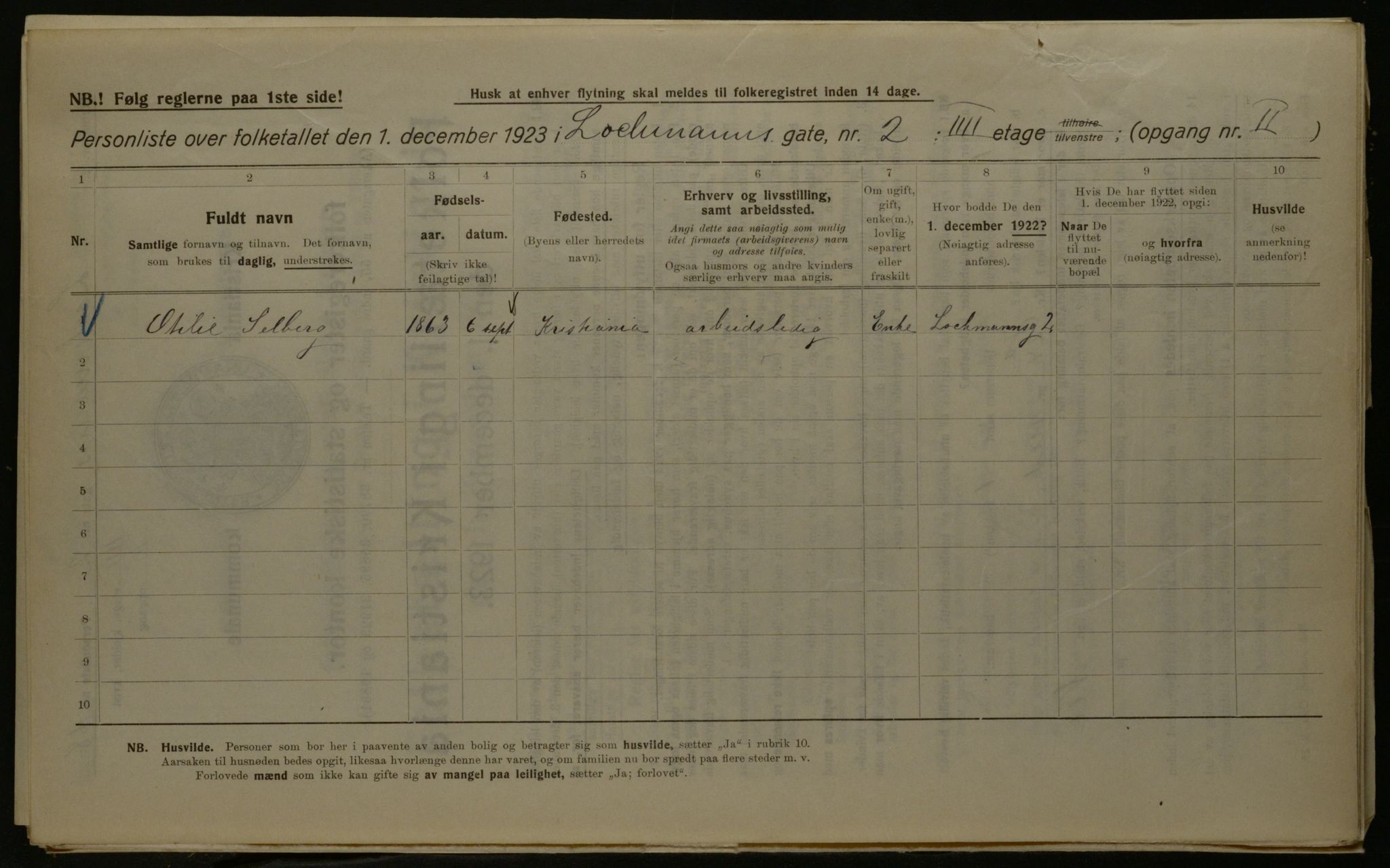 OBA, Municipal Census 1923 for Kristiania, 1923, p. 64749