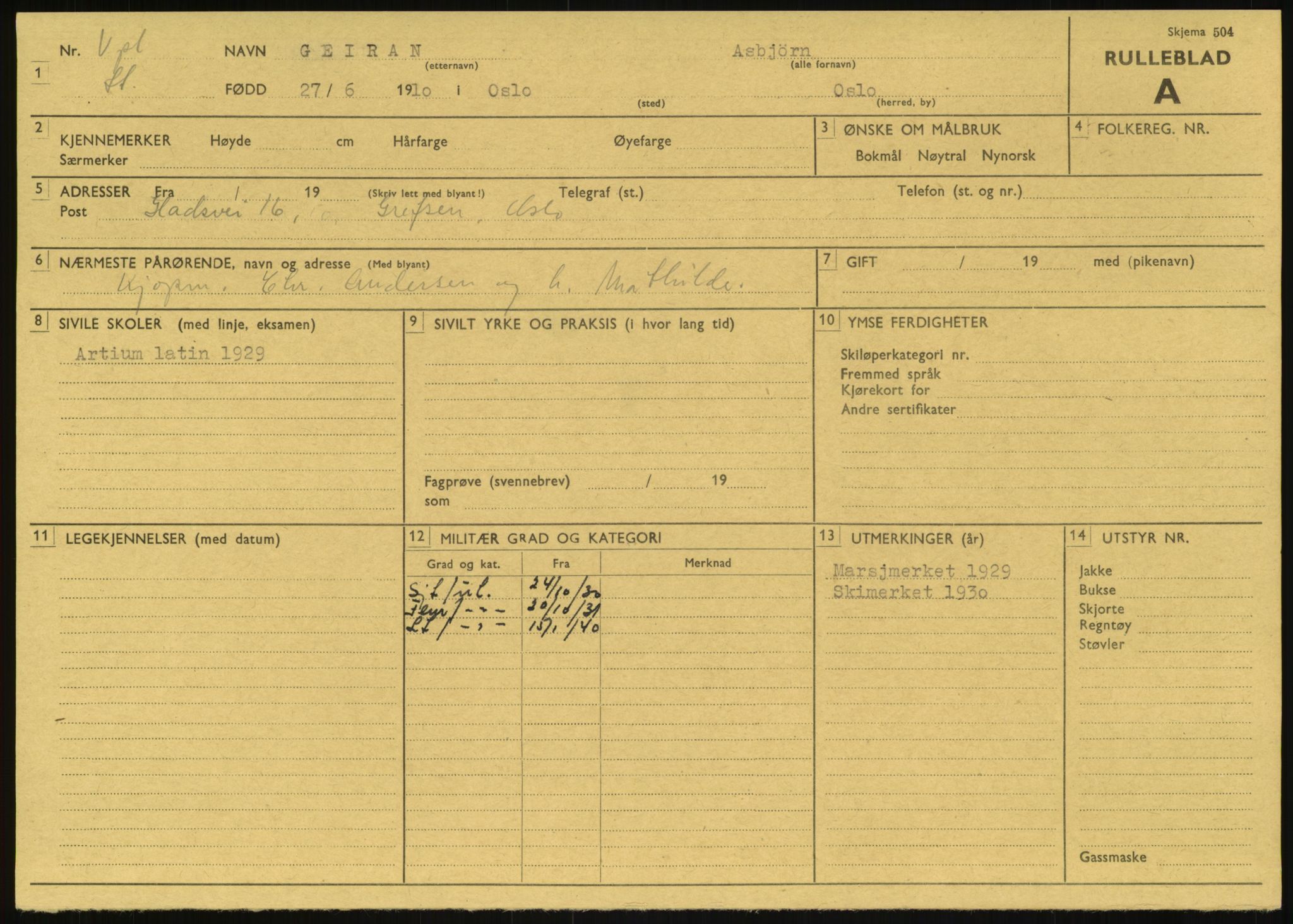 Forsvaret, Varanger bataljon, AV/RA-RAFA-2258/1/D/L0457: Rulleblad og tjenesteuttalelser for befal født 1910, 1920 og 1930, 1910-1930, p. 4