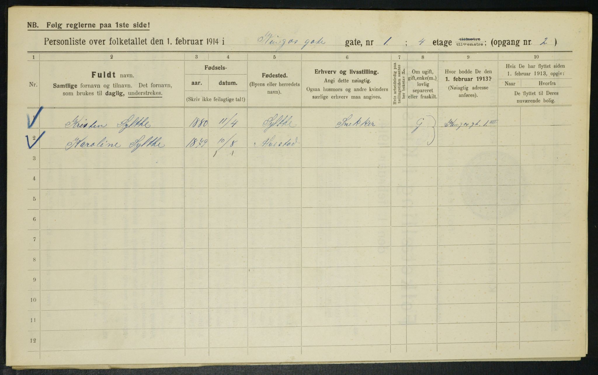 OBA, Municipal Census 1914 for Kristiania, 1914, p. 49508