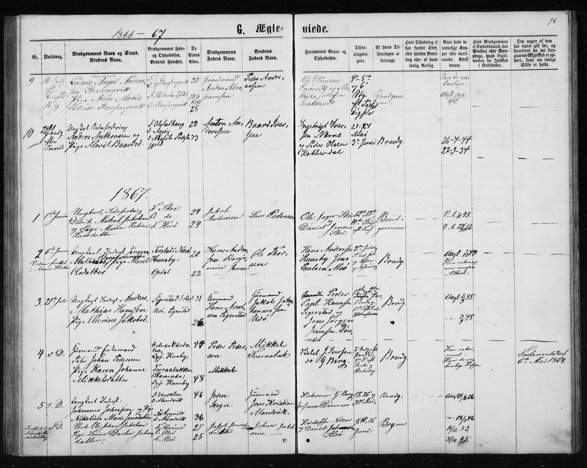 Ministerialprotokoller, klokkerbøker og fødselsregistre - Nordland, AV/SAT-A-1459/835/L0531: Parish register (copy) no. 835C03, 1865-1877, p. 96