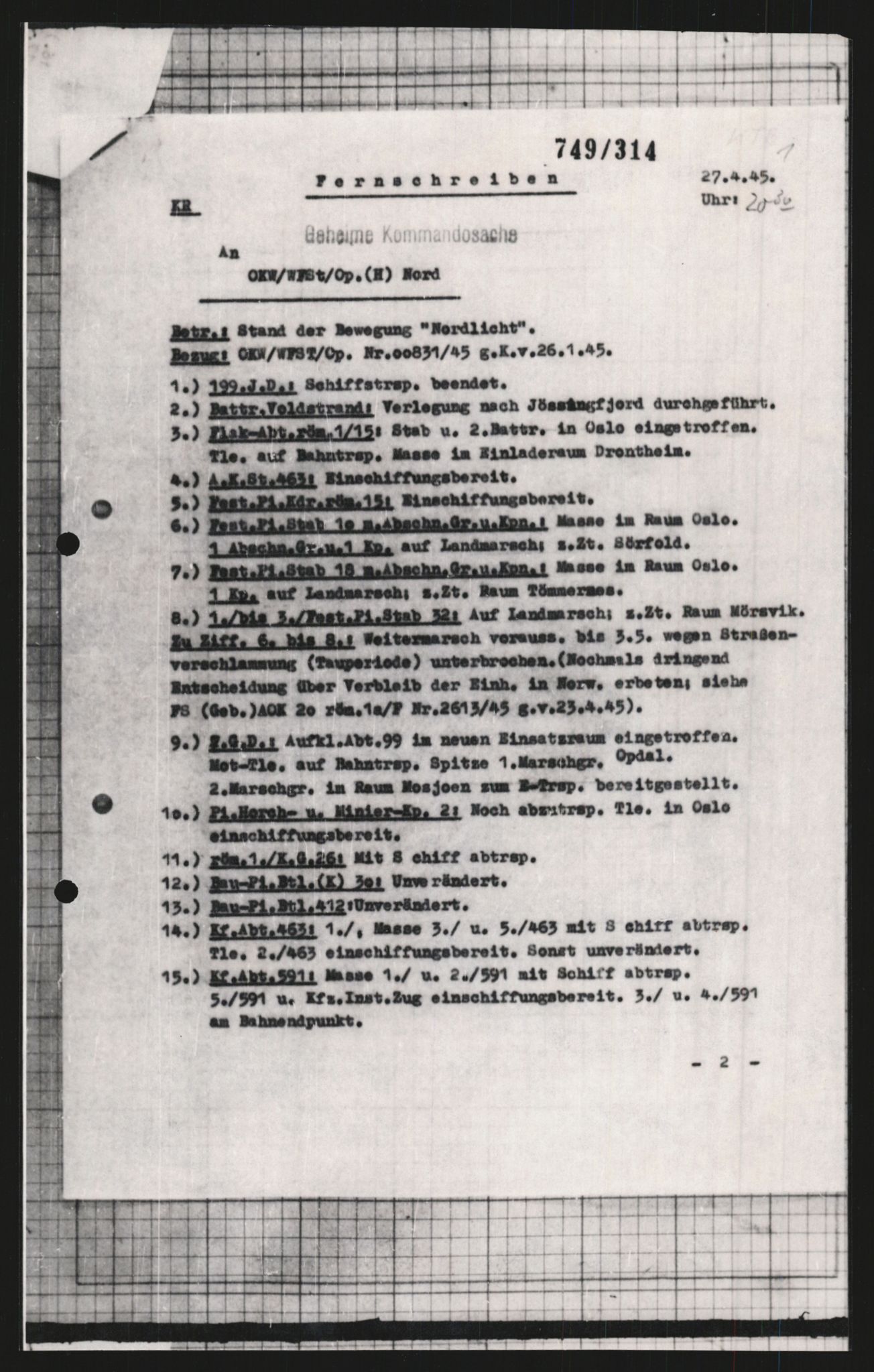 Forsvarets Overkommando. 2 kontor. Arkiv 11.4. Spredte tyske arkivsaker, AV/RA-RAFA-7031/D/Dar/Dara/L0009: Krigsdagbøker for 20. Gebirgs-Armee-Oberkommando (AOK 20), 1940-1945, p. 471