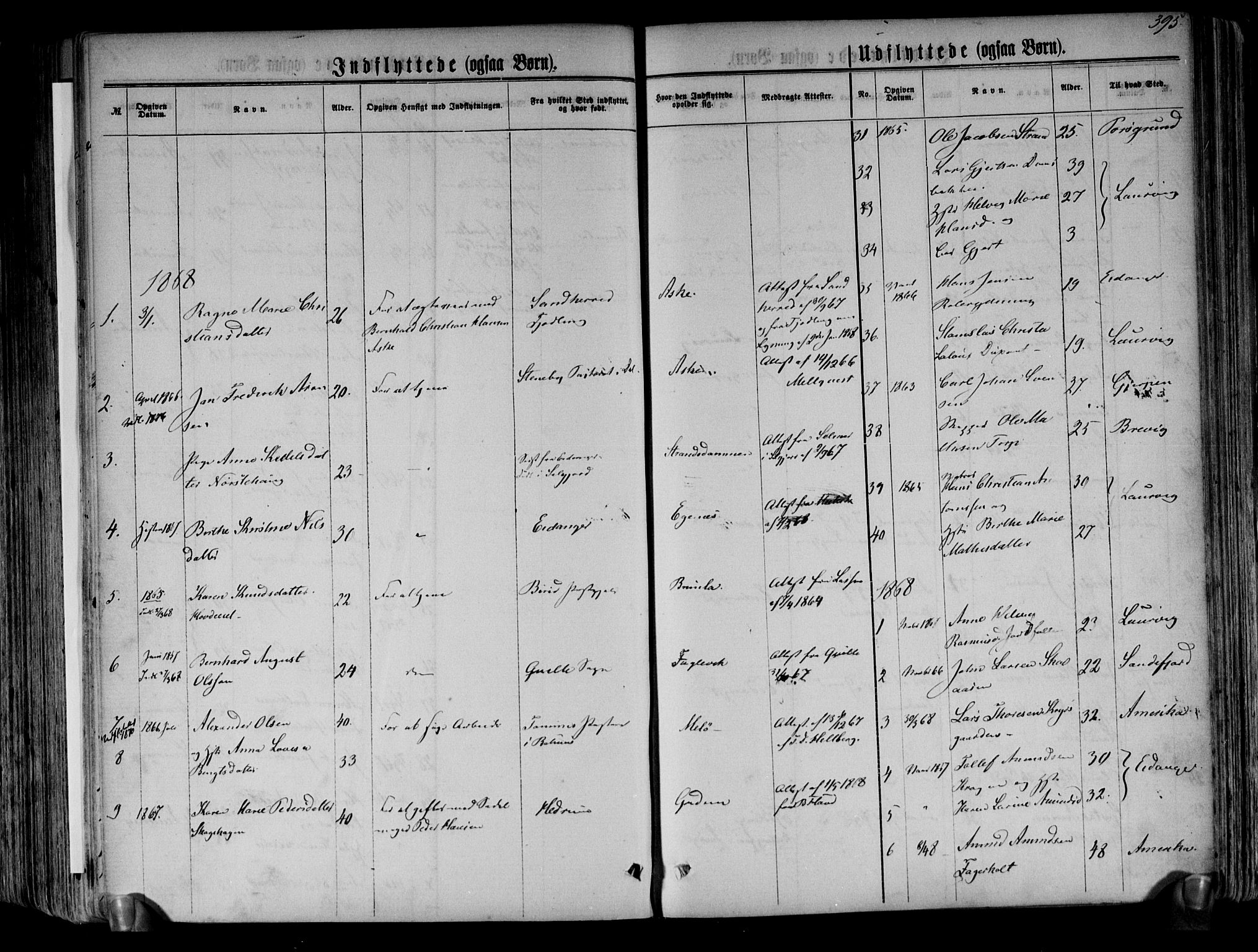 Brunlanes kirkebøker, SAKO/A-342/F/Fa/L0005: Parish register (official) no. I 5, 1862-1877, p. 395
