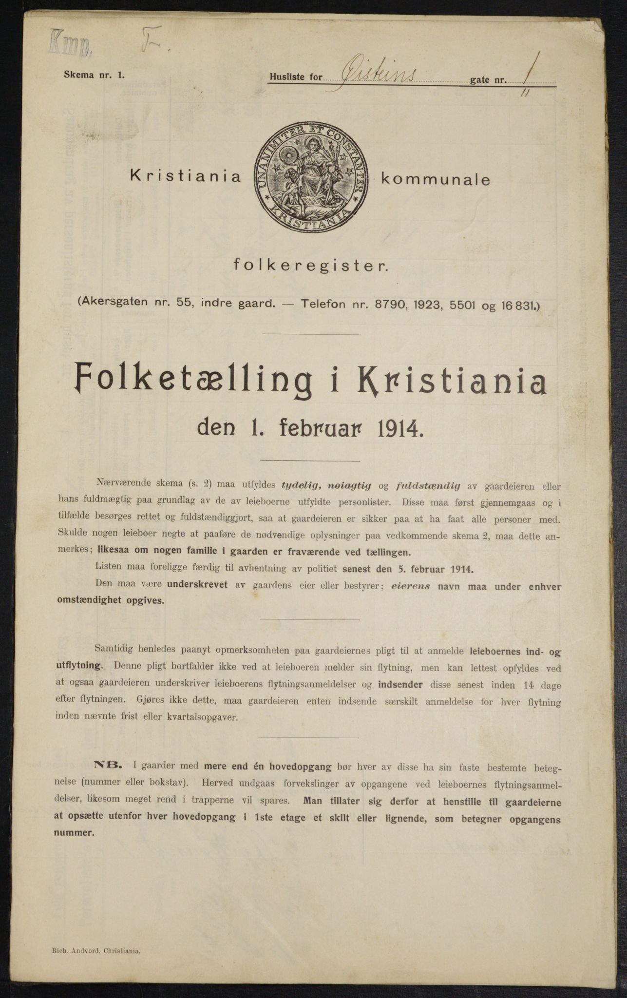 OBA, Municipal Census 1914 for Kristiania, 1914, p. 131283