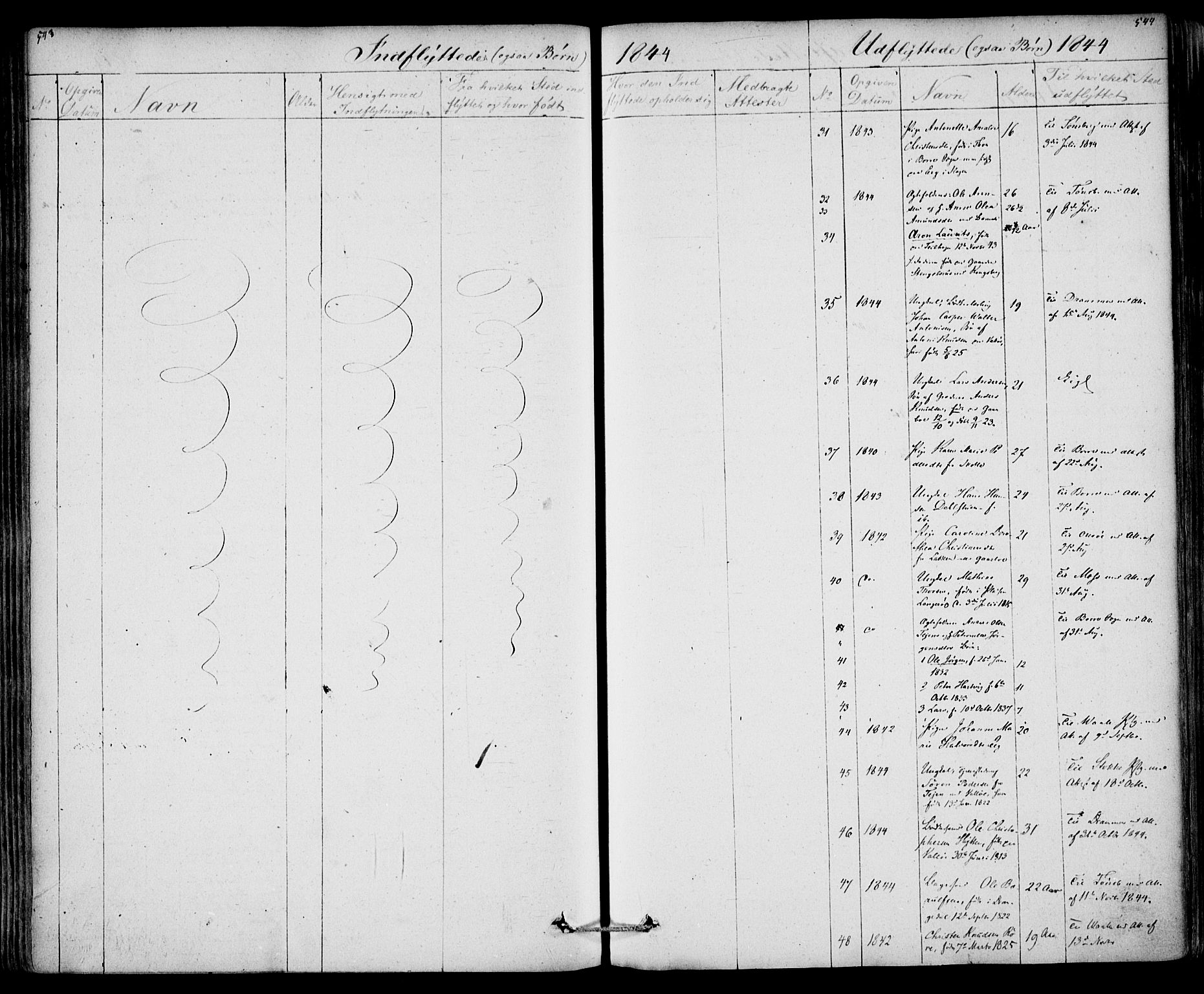 Sem kirkebøker, AV/SAKO-A-5/F/Fa/L0006: Parish register (official) no. I 6, 1843-1855, p. 543-544