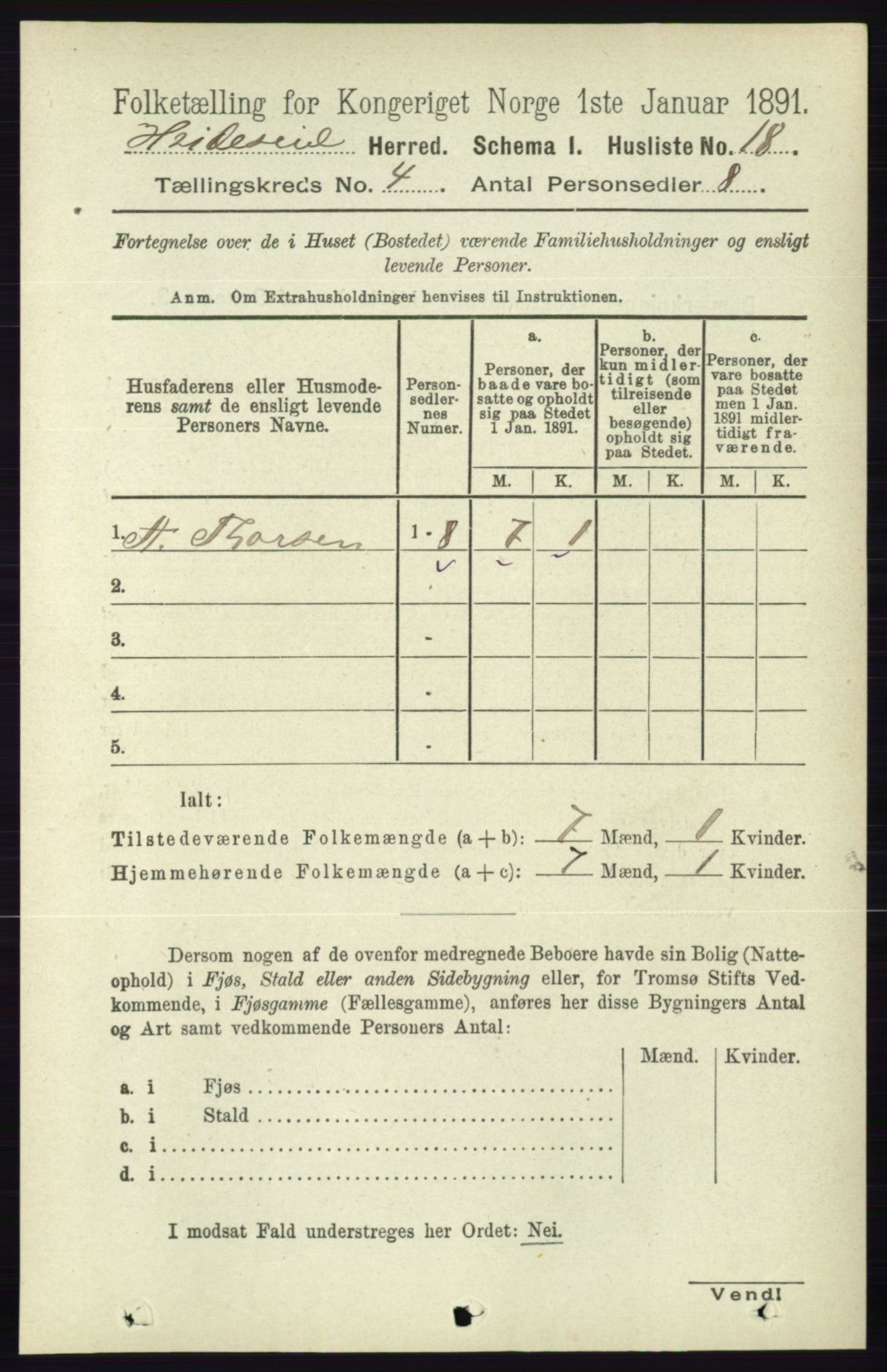 RA, 1891 census for 0829 Kviteseid, 1891, p. 722