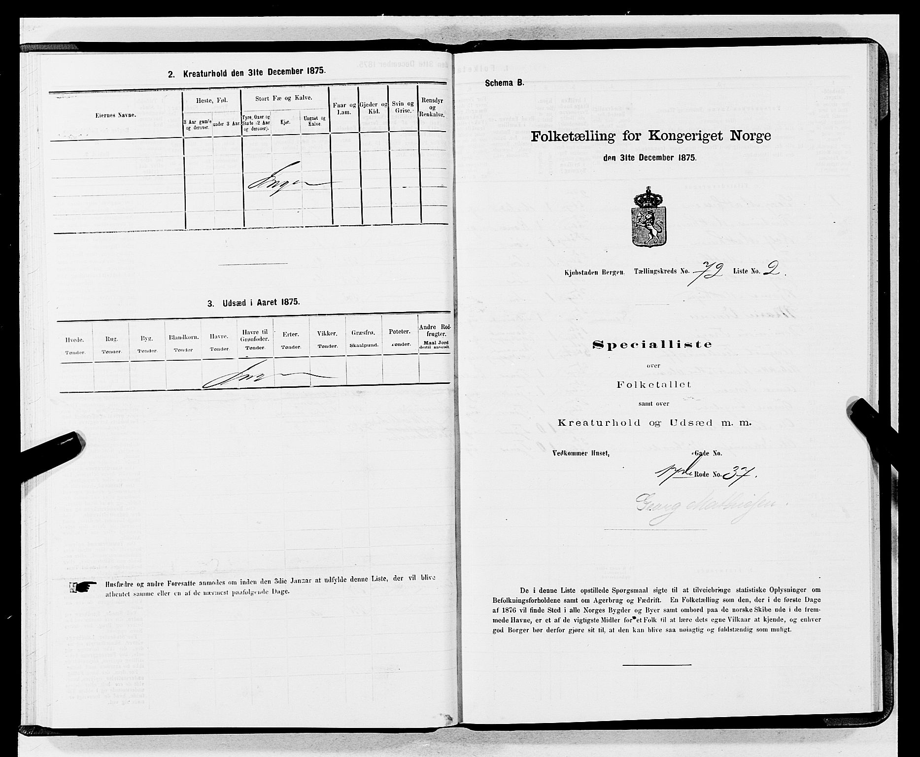 SAB, 1875 census for 1301 Bergen, 1875, p. 3823