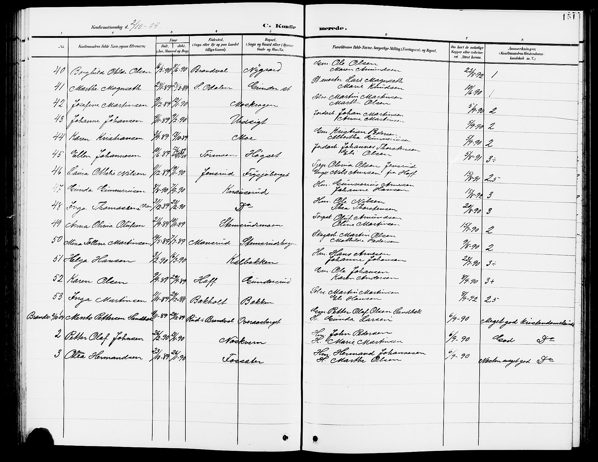 Grue prestekontor, AV/SAH-PREST-036/H/Ha/Hab/L0005: Parish register (copy) no. 5, 1900-1909, p. 151