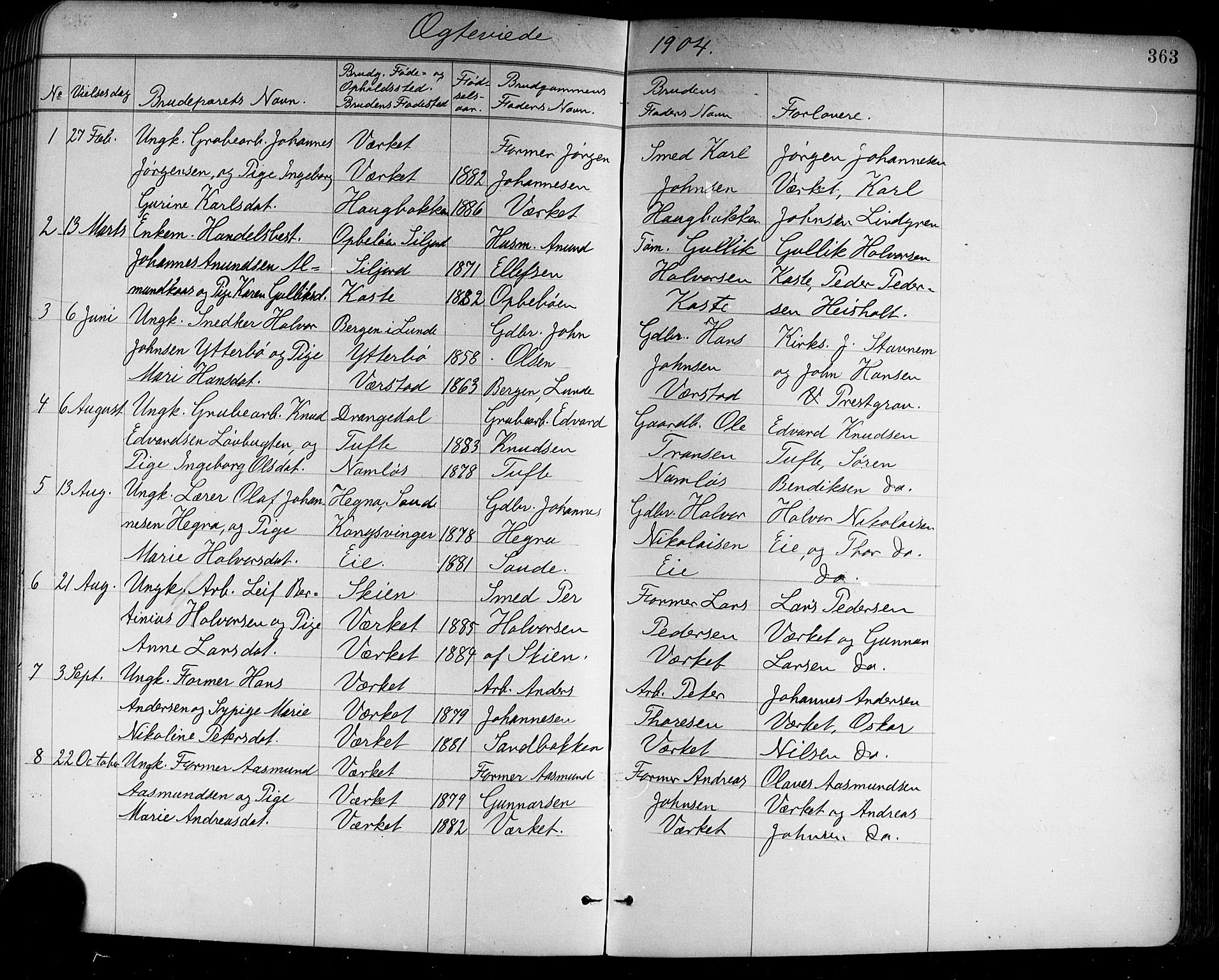 Holla kirkebøker, SAKO/A-272/G/Ga/L0005: Parish register (copy) no. I 5, 1891-1917, p. 363