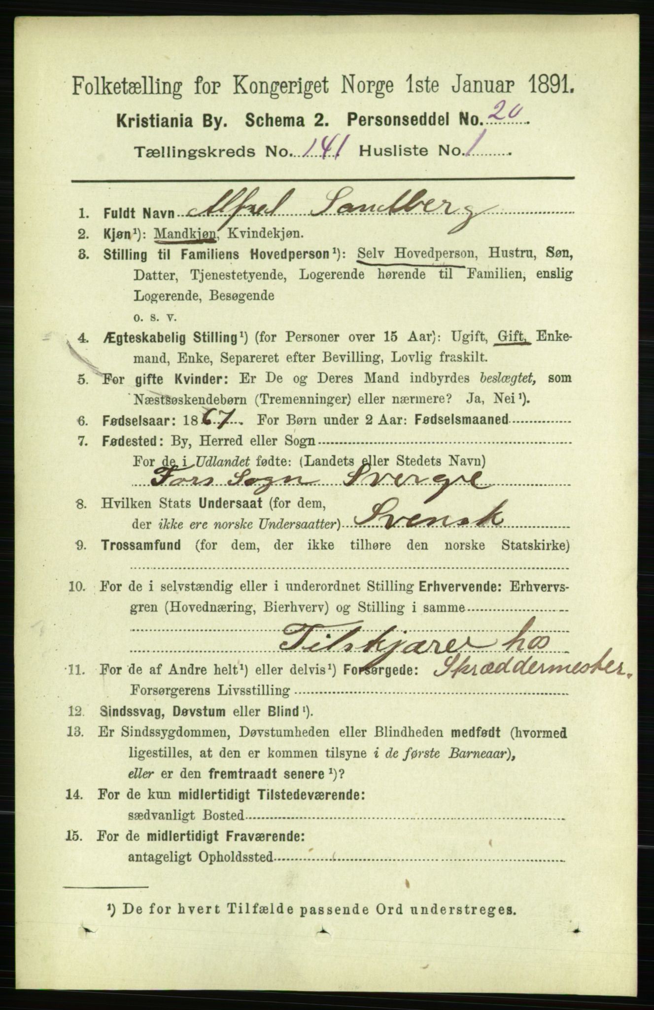 RA, 1891 census for 0301 Kristiania, 1891, p. 77987