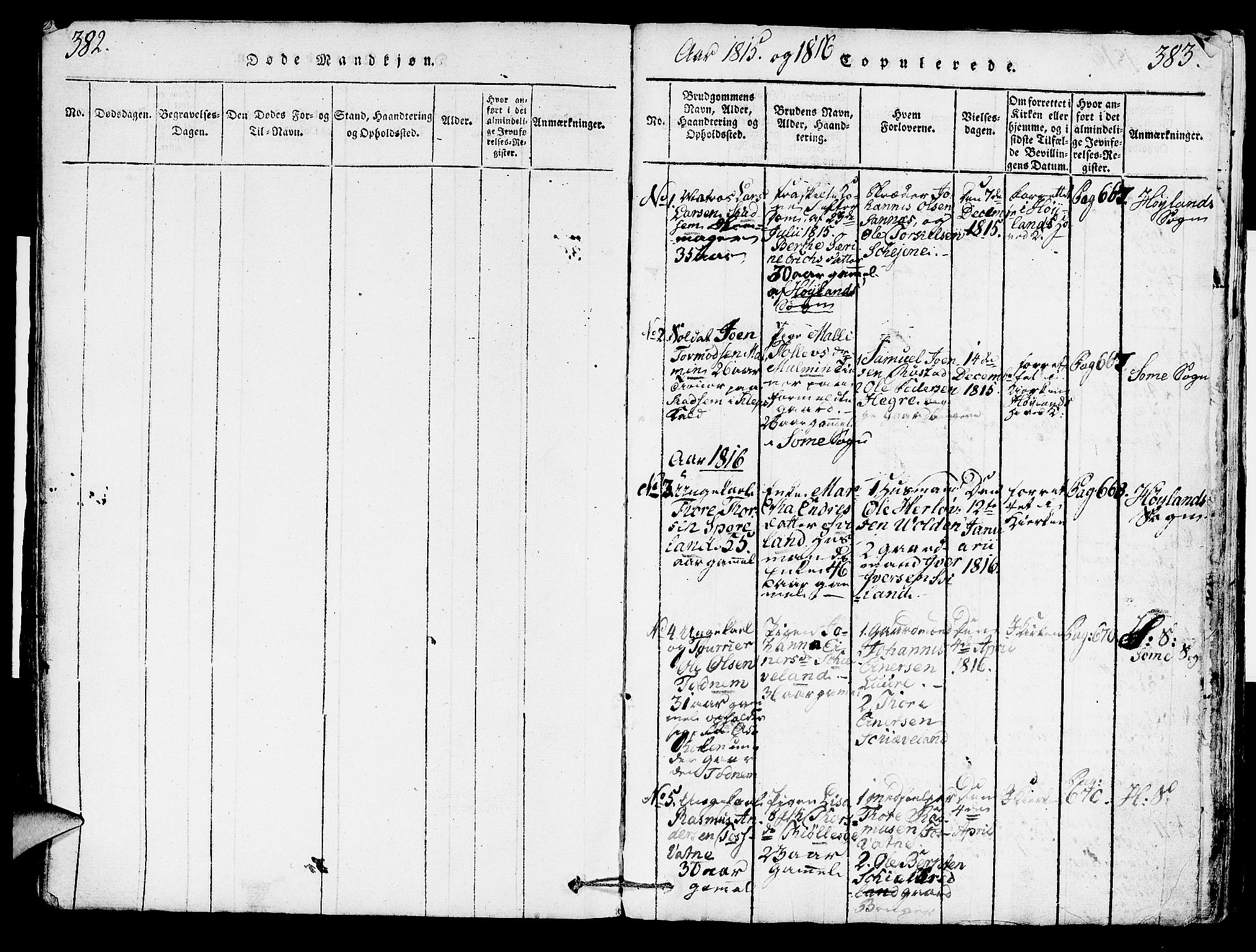Høyland sokneprestkontor, SAST/A-101799/001/30BA/L0006: Parish register (official) no. A 6, 1815-1825, p. 382-383