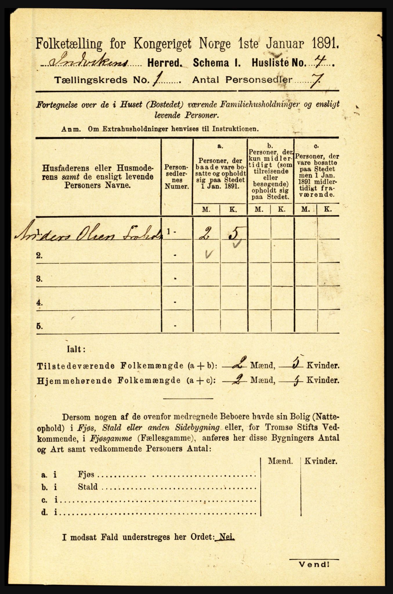 RA, 1891 census for 1447 Innvik, 1891, p. 36