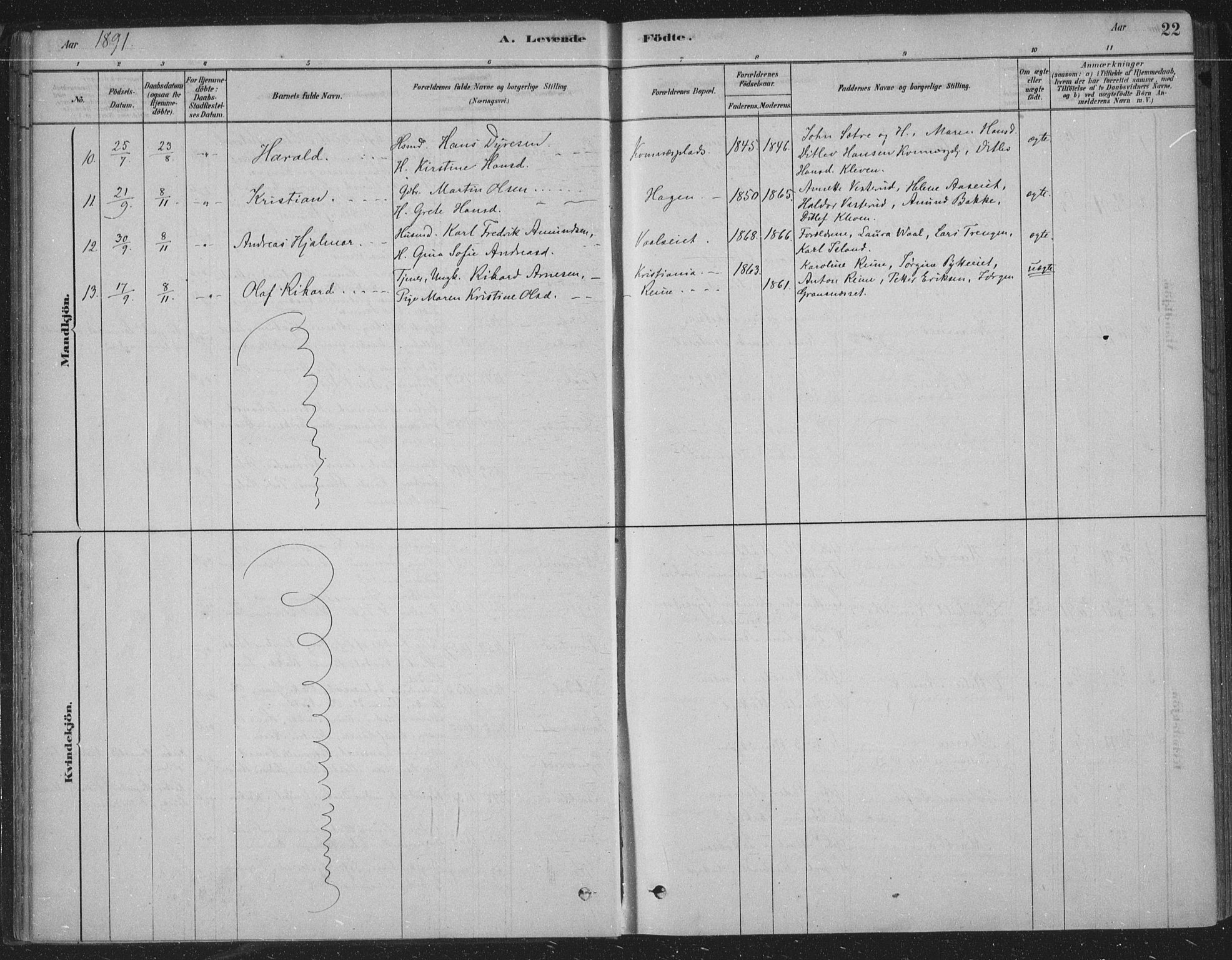 Sandsvær kirkebøker, AV/SAKO-A-244/F/Fe/L0001: Parish register (official) no. V 1, 1878-1936, p. 22