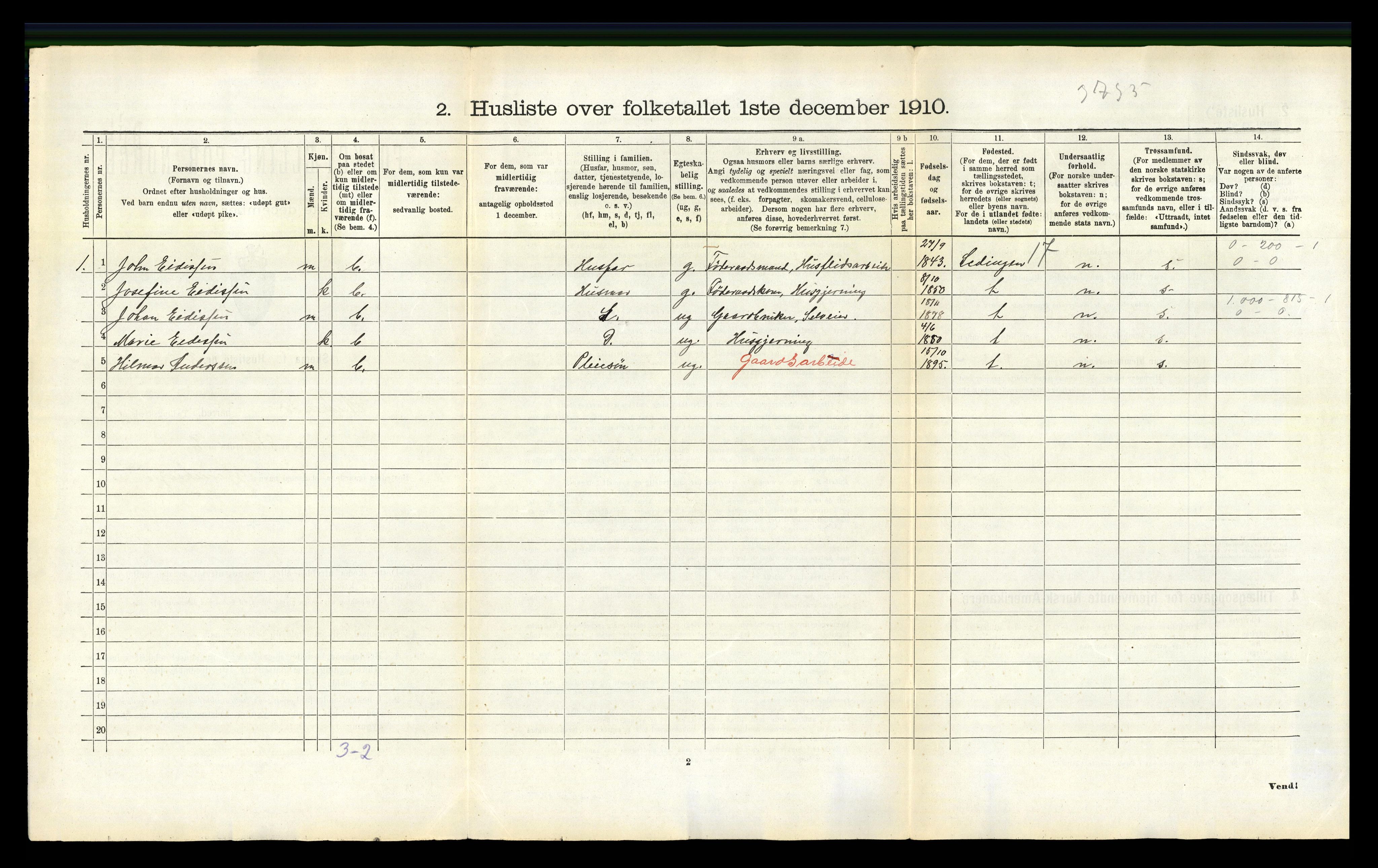 RA, 1910 census for Ankenes, 1910, p. 942