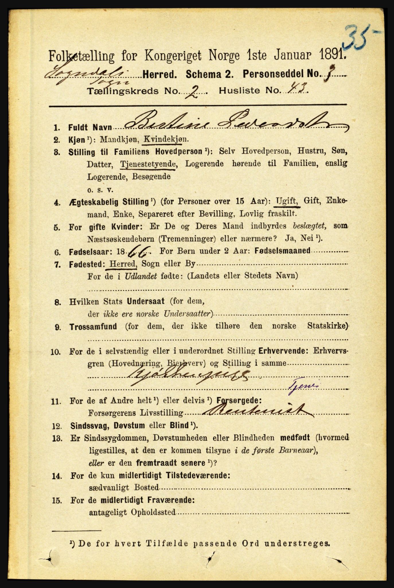 RA, 1891 census for 1420 Sogndal, 1891, p. 847