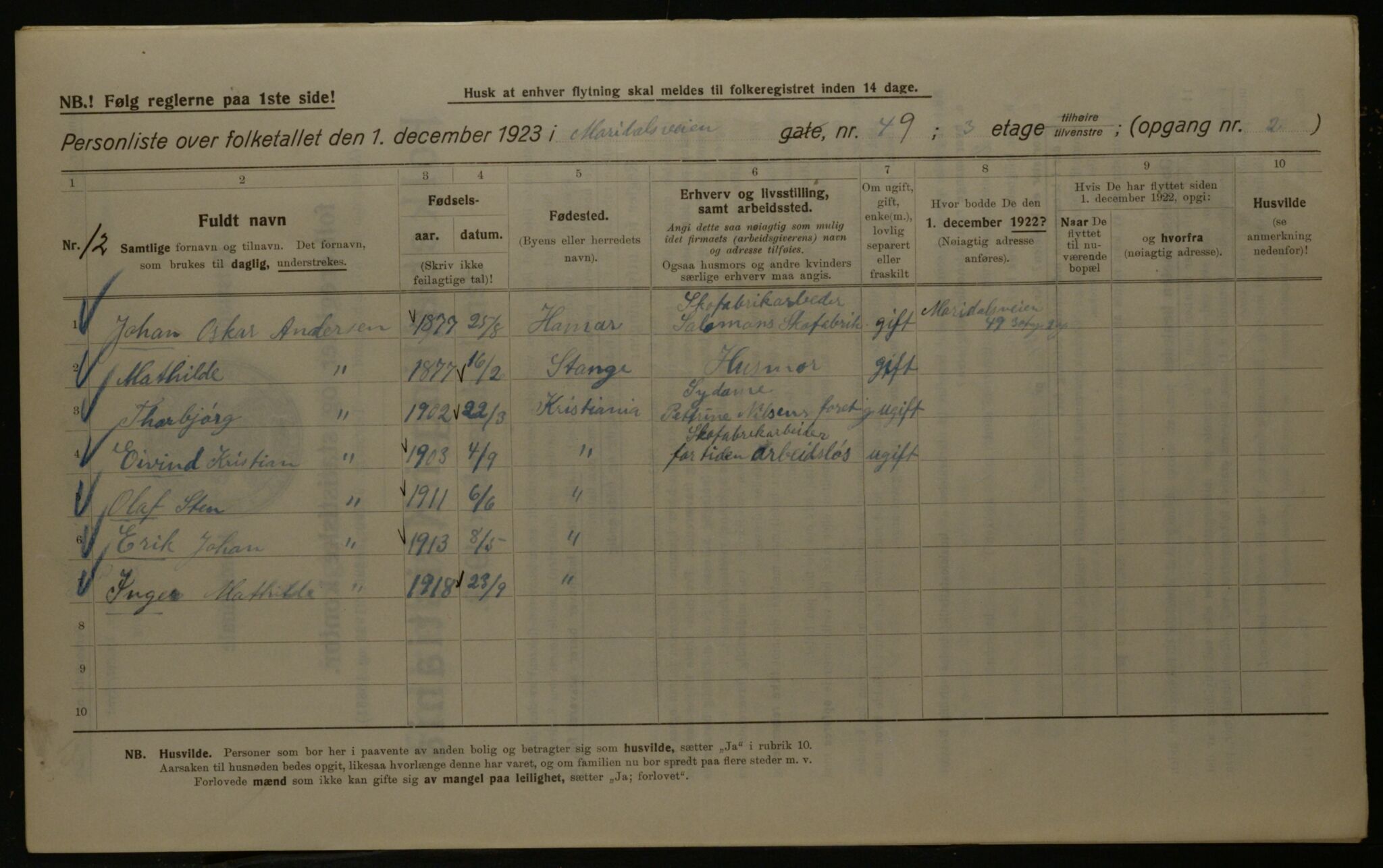 OBA, Municipal Census 1923 for Kristiania, 1923, p. 68127