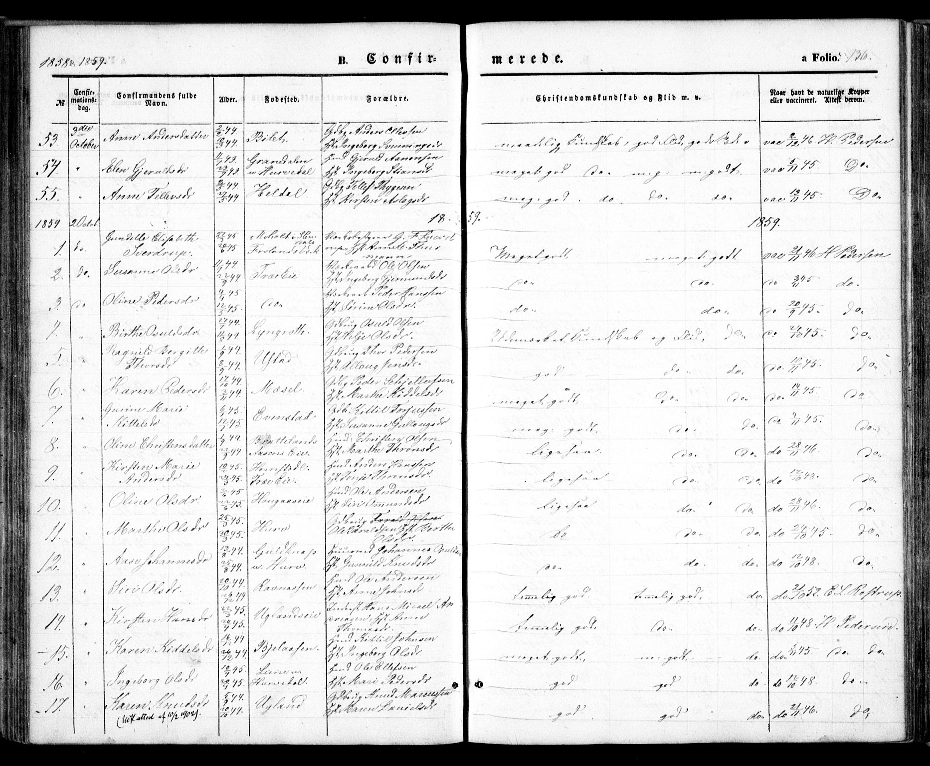 Froland sokneprestkontor, SAK/1111-0013/F/Fa/L0002: Parish register (official) no. A 2, 1845-1863, p. 136