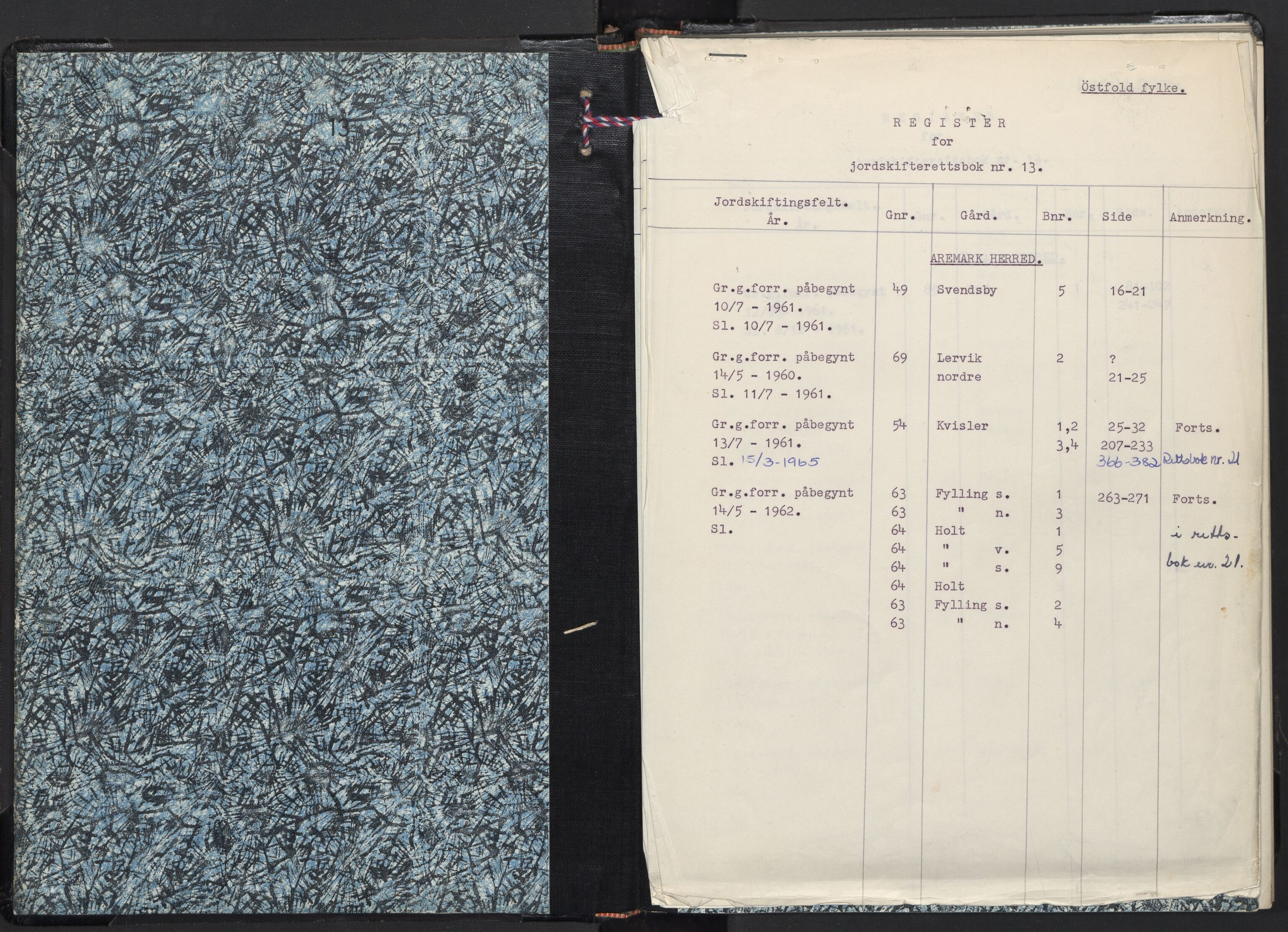 Østfold jordskifterett, AV/SAO-A-10240/F/Fc/L0013a: Forhandlingsprotokoller, 1961-1963