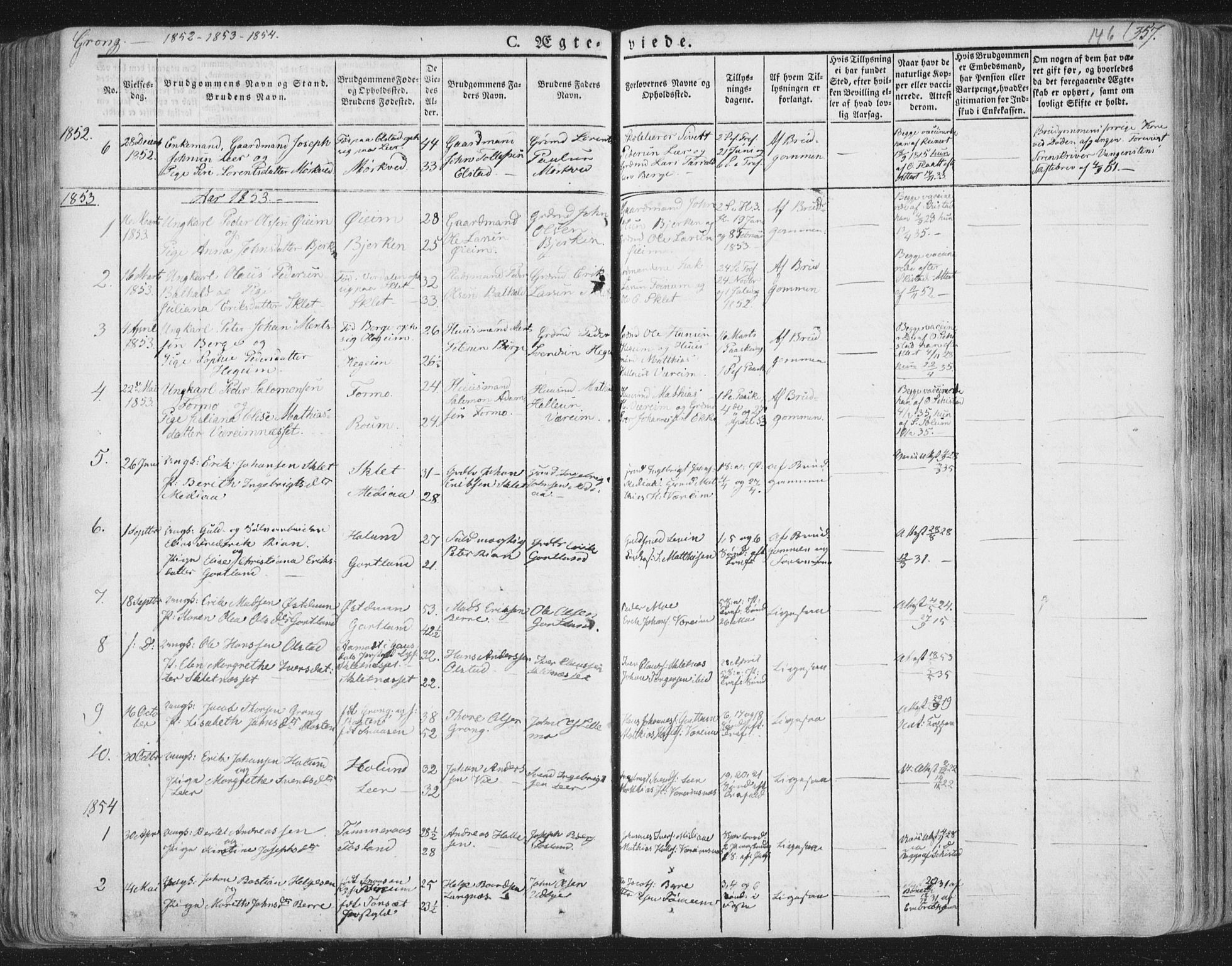 Ministerialprotokoller, klokkerbøker og fødselsregistre - Nord-Trøndelag, SAT/A-1458/758/L0513: Parish register (official) no. 758A02 /1, 1839-1868, p. 146