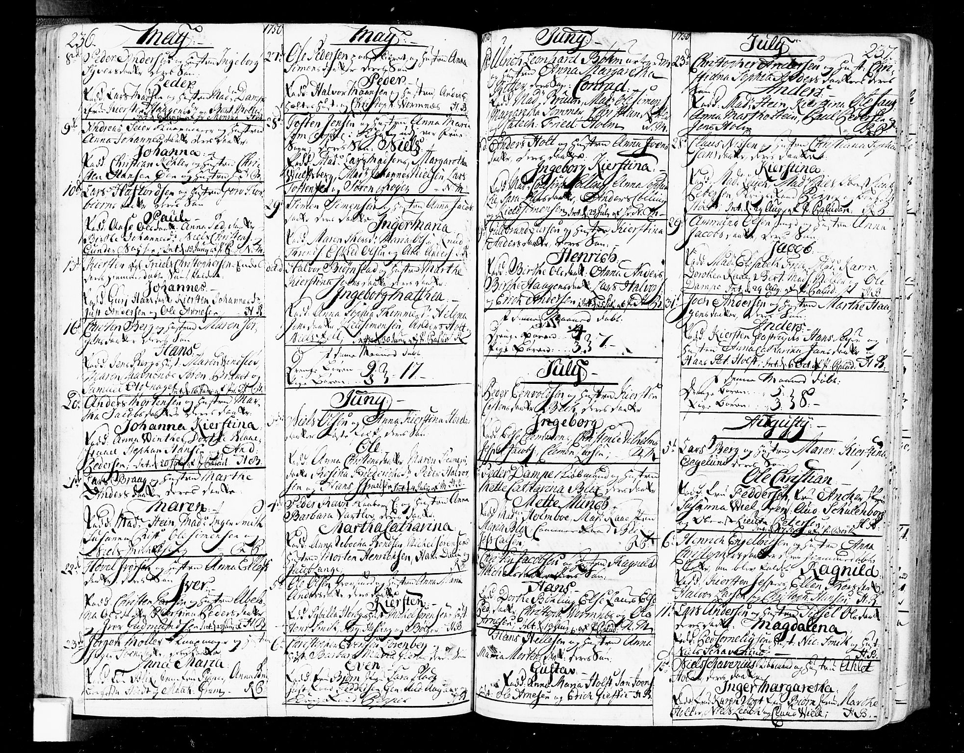 Oslo domkirke Kirkebøker, SAO/A-10752/F/Fa/L0004: Parish register (official) no. 4, 1743-1786, p. 236-237