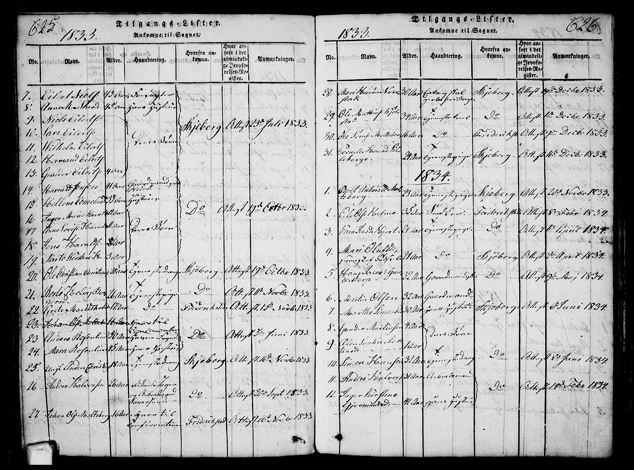 Borge prestekontor Kirkebøker, AV/SAO-A-10903/G/Ga/L0001: Parish register (copy) no.  I 1, 1815-1835, p. 625-626