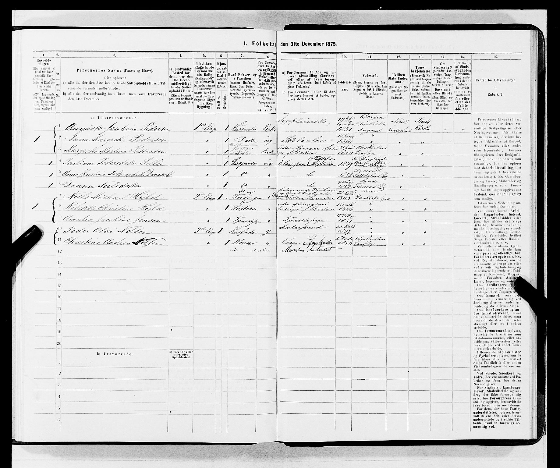 SAB, 1875 census for 1301 Bergen, 1875, p. 4271