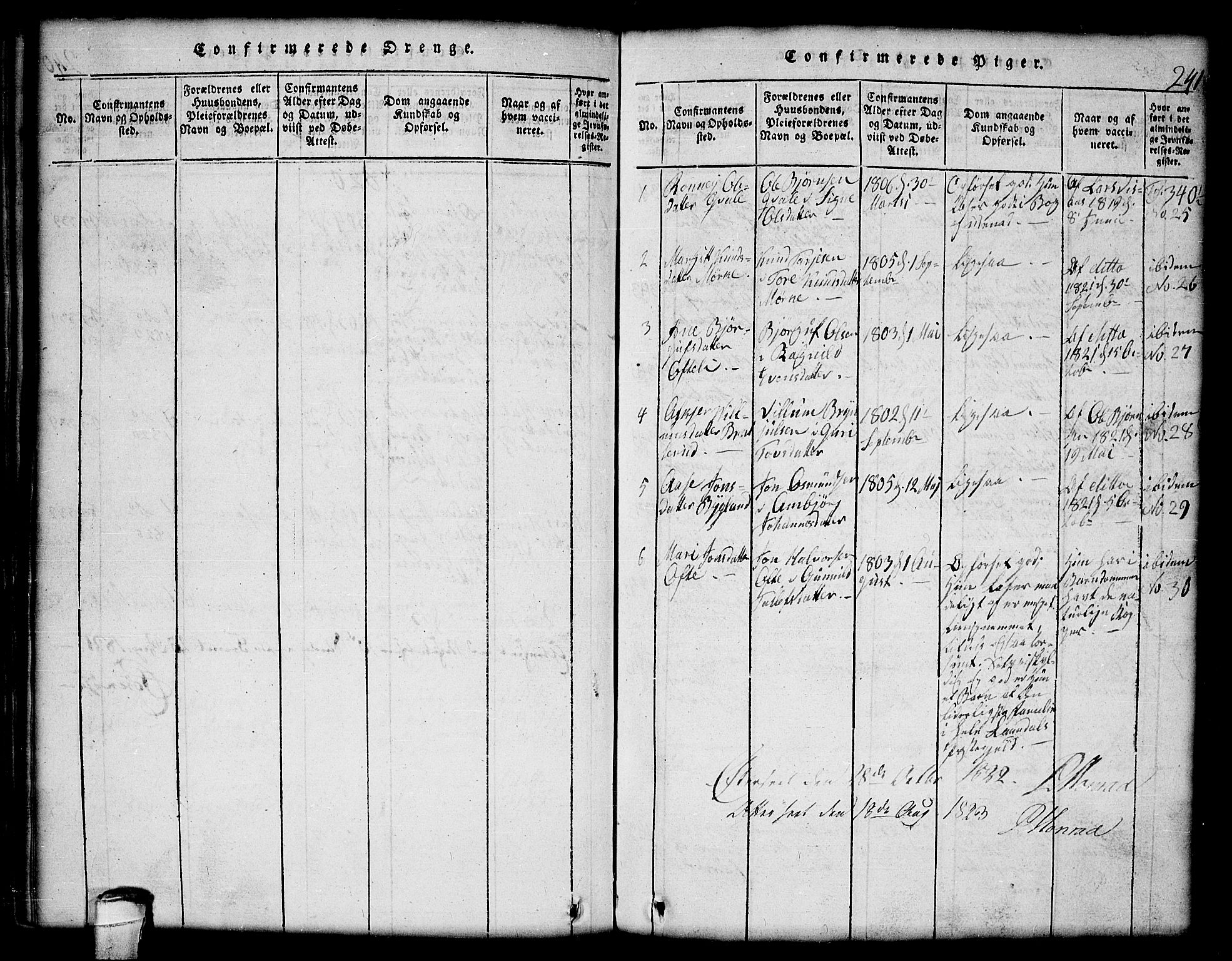 Lårdal kirkebøker, AV/SAKO-A-284/G/Gc/L0001: Parish register (copy) no. III 1, 1815-1854, p. 241