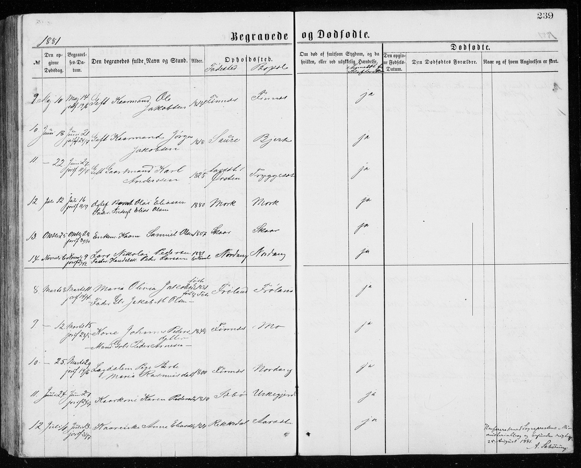 Ministerialprotokoller, klokkerbøker og fødselsregistre - Møre og Romsdal, AV/SAT-A-1454/515/L0214: Parish register (copy) no. 515C01, 1865-1883, p. 239