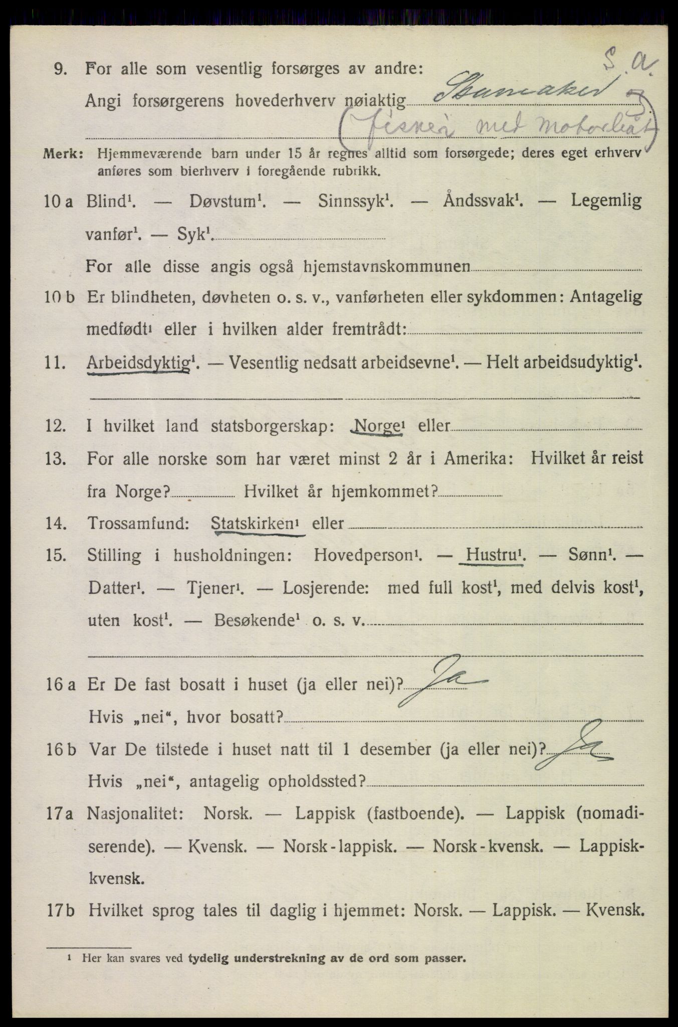 SAT, 1920 census for Saltdal, 1920, p. 4274