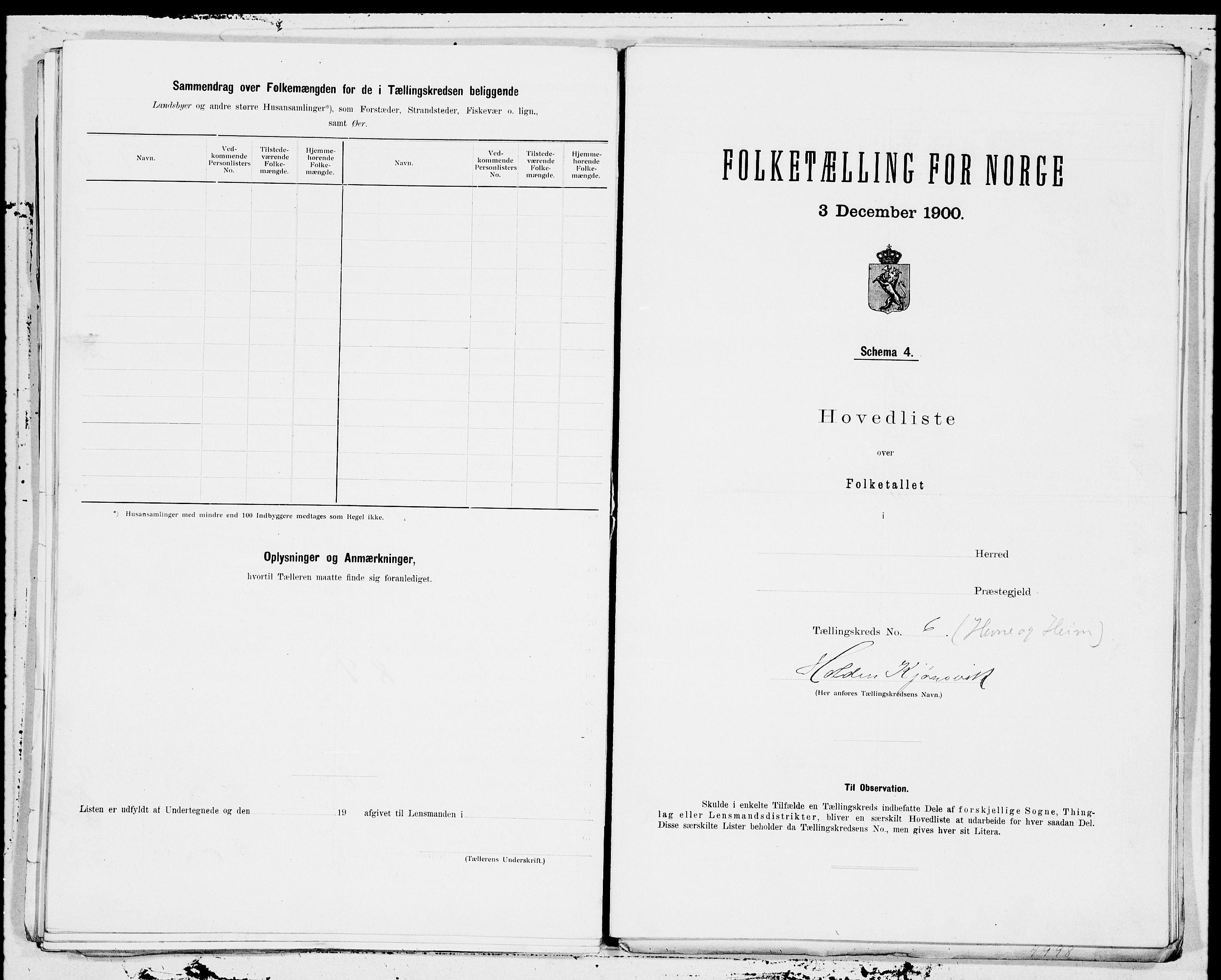 SAT, 1900 census for Hemne, 1900, p. 14