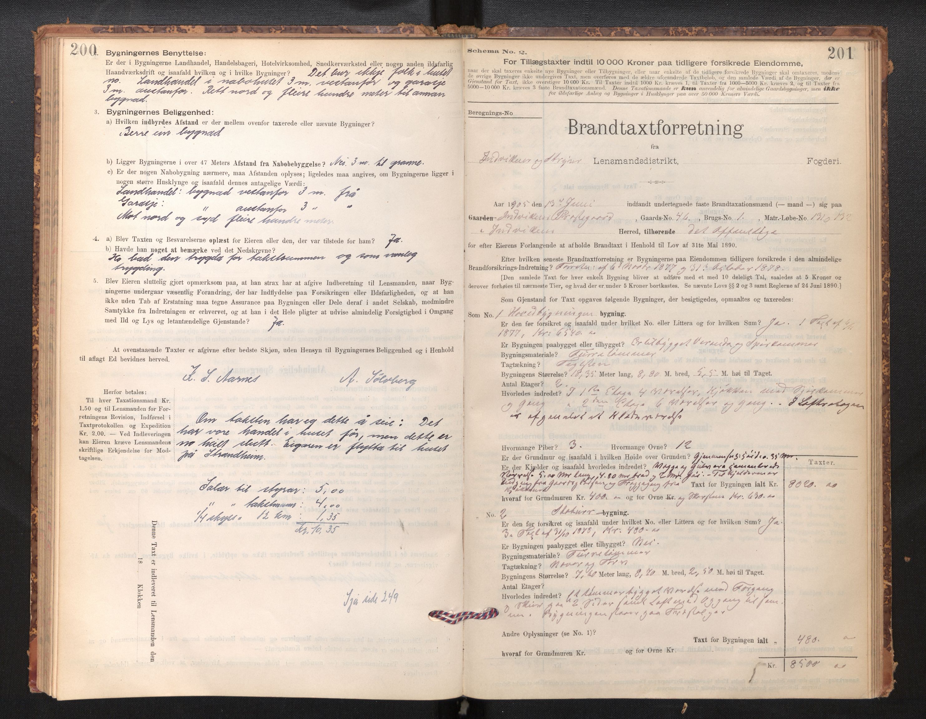 Lensmannen i Stryn og Innvik, SAB/A-30201/0012/L0002: Branntakstprotokoll, skjematakst, 1894-1942, p. 200-201