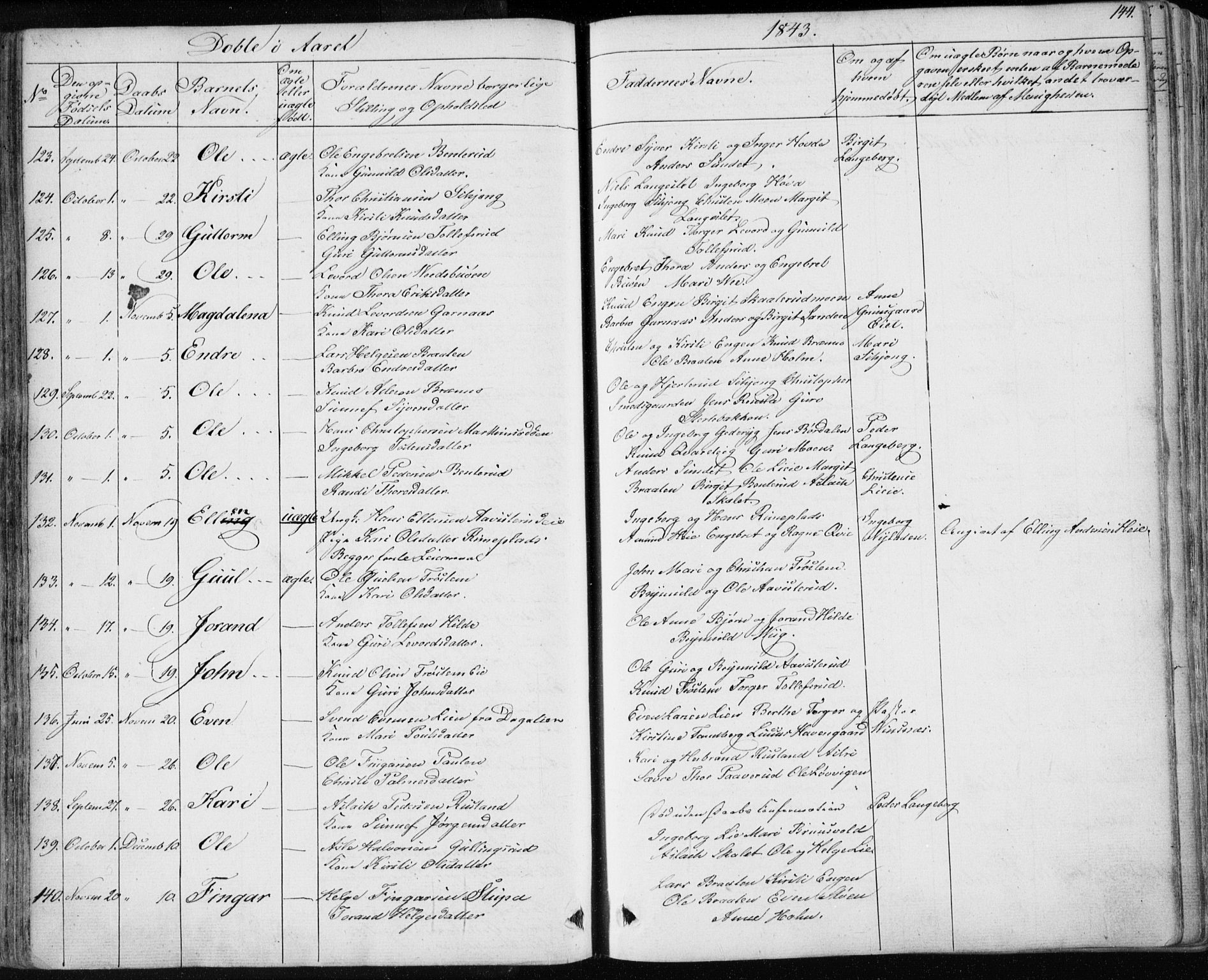 Nes kirkebøker, SAKO/A-236/F/Fa/L0009: Parish register (official) no. 9, 1834-1863, p. 144