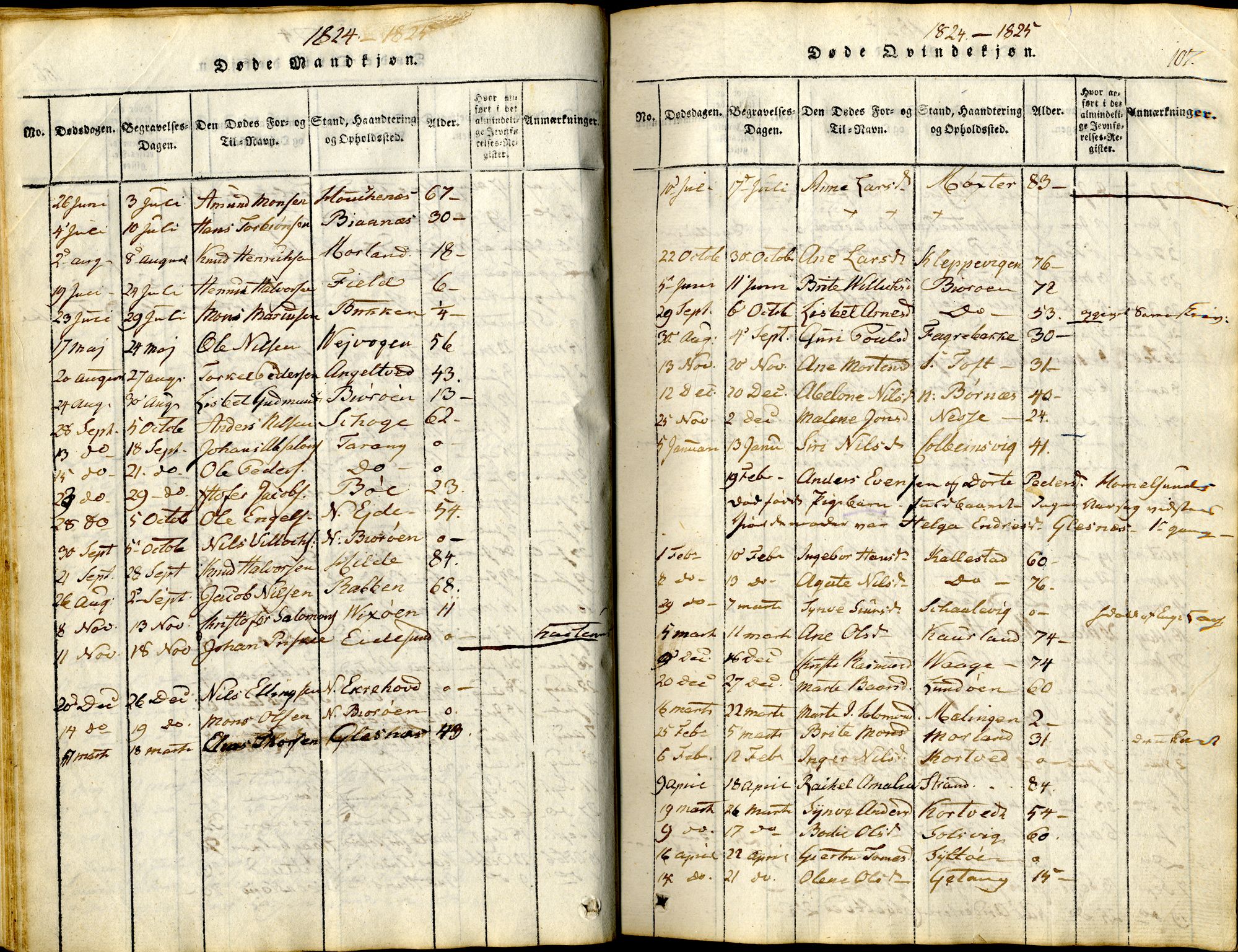Sund sokneprestembete, SAB/A-99930: Parish register (official) no. A 11, 1814-1825, p. 107