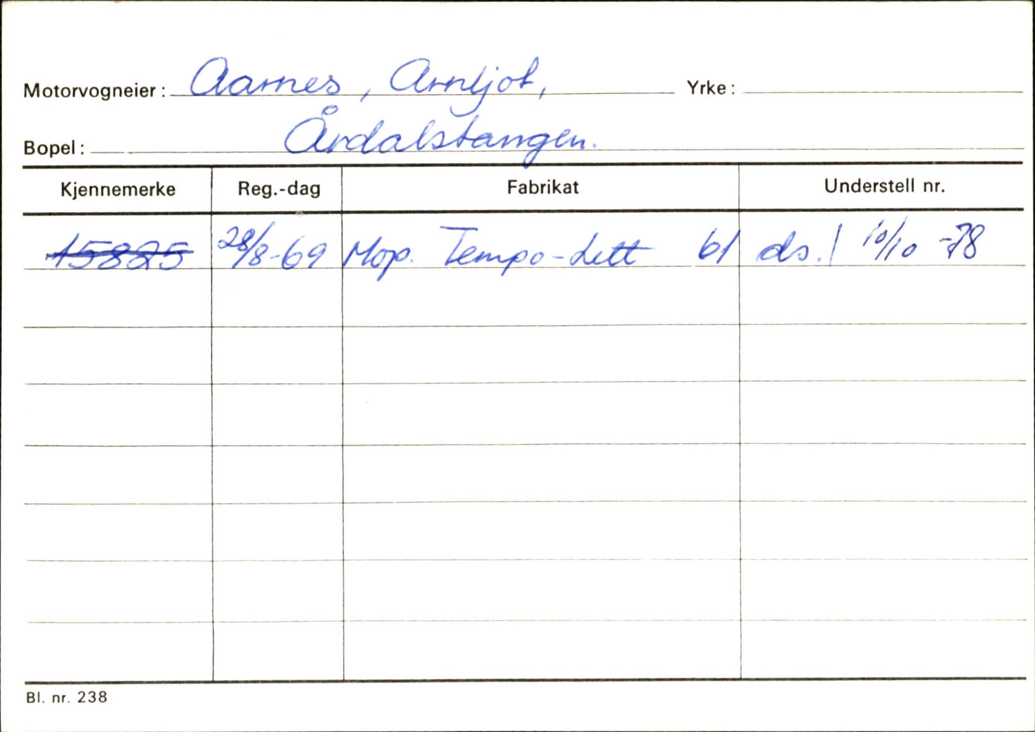 Statens vegvesen, Sogn og Fjordane vegkontor, SAB/A-5301/4/F/L0146: Registerkort Årdal R-Å samt diverse kort, 1945-1975, p. 1517