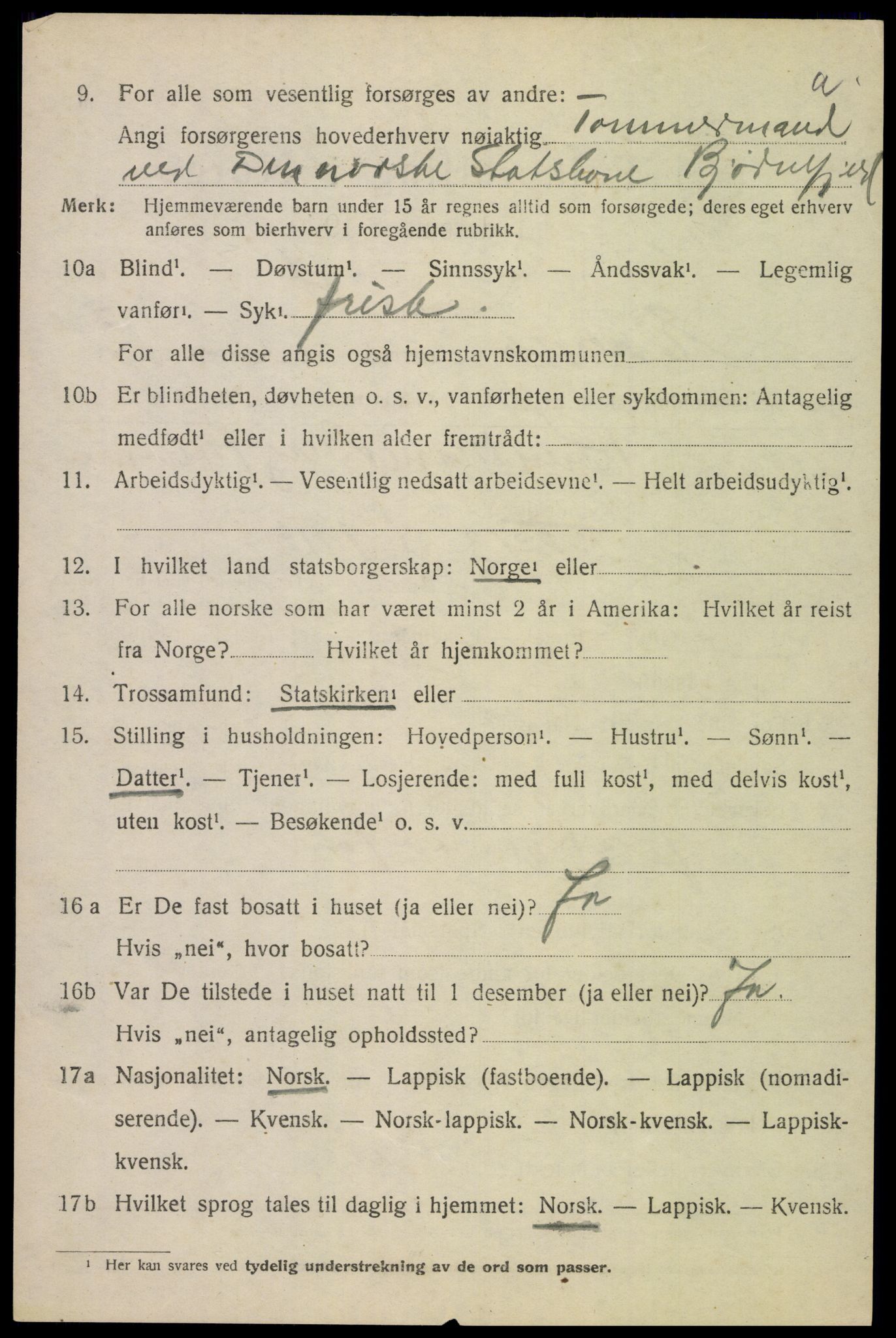 SAT, 1920 census for Evenes, 1920, p. 2959