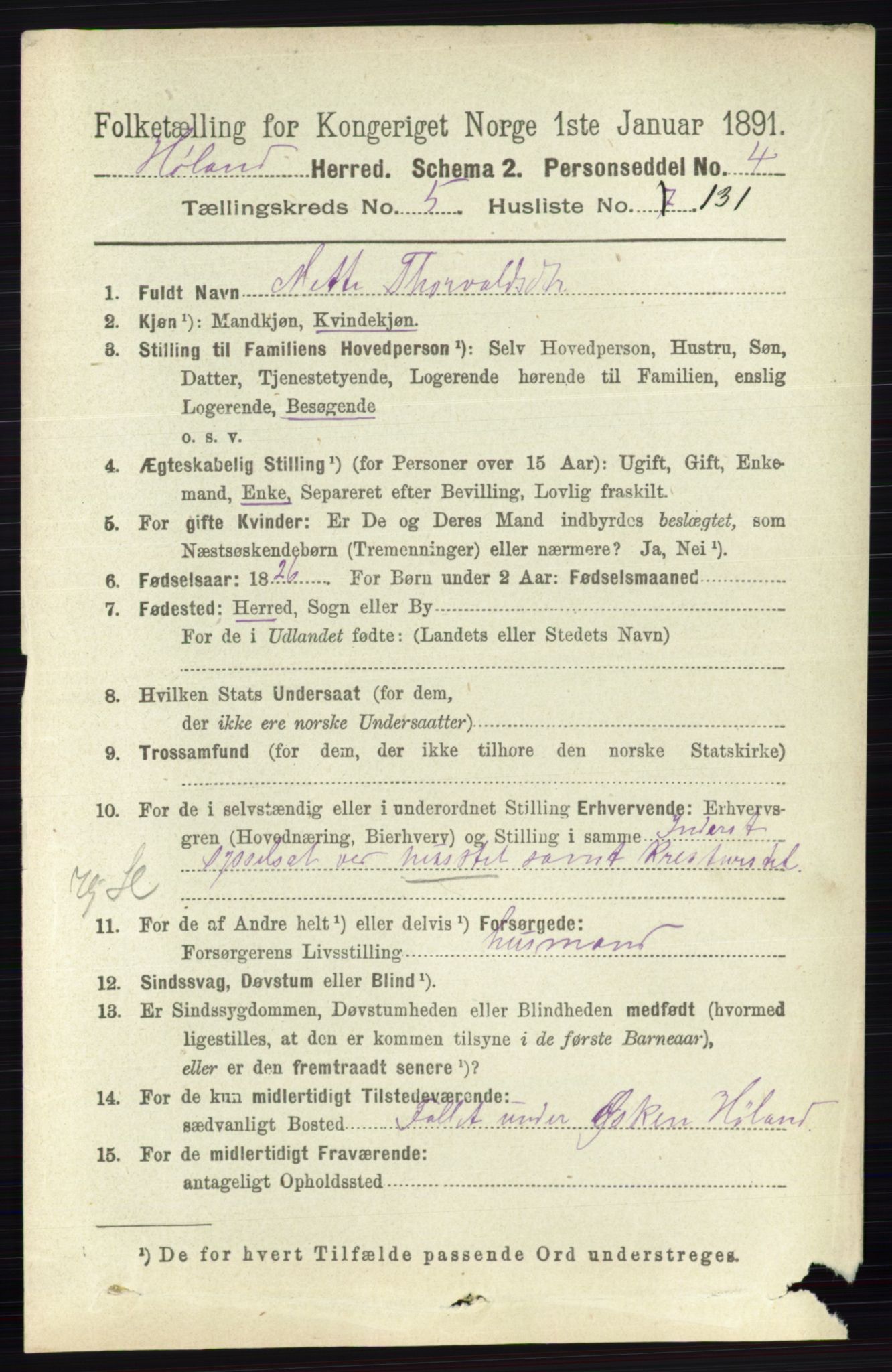 RA, 1891 census for 0221 Høland, 1891, p. 4257