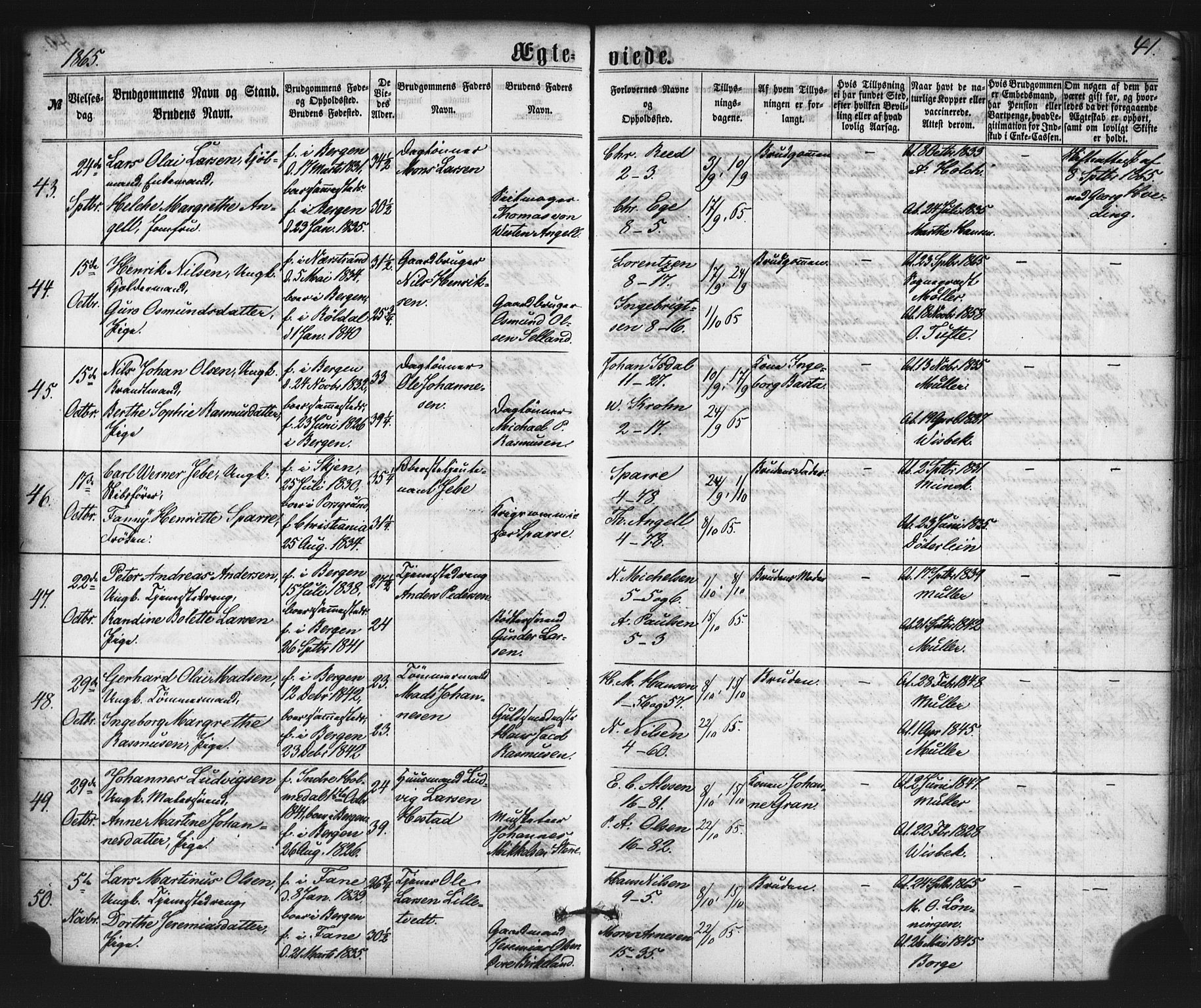 Nykirken Sokneprestembete, AV/SAB-A-77101/H/Haa/L0032: Parish register (official) no. D 2, 1861-1883, p. 41