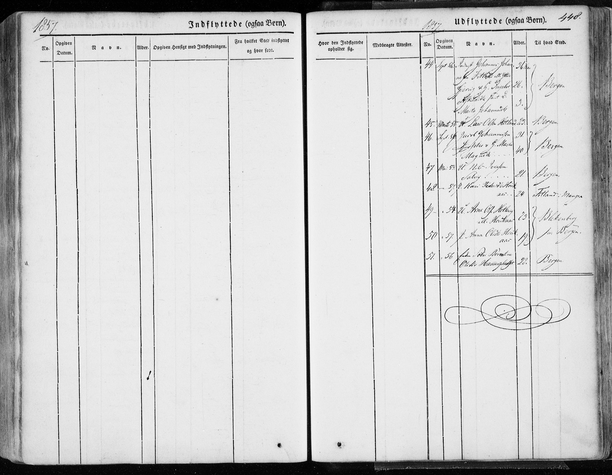 Hamre sokneprestembete, AV/SAB-A-75501/H/Ha/Haa/Haaa/L0013: Parish register (official) no. A 13, 1846-1857, p. 448