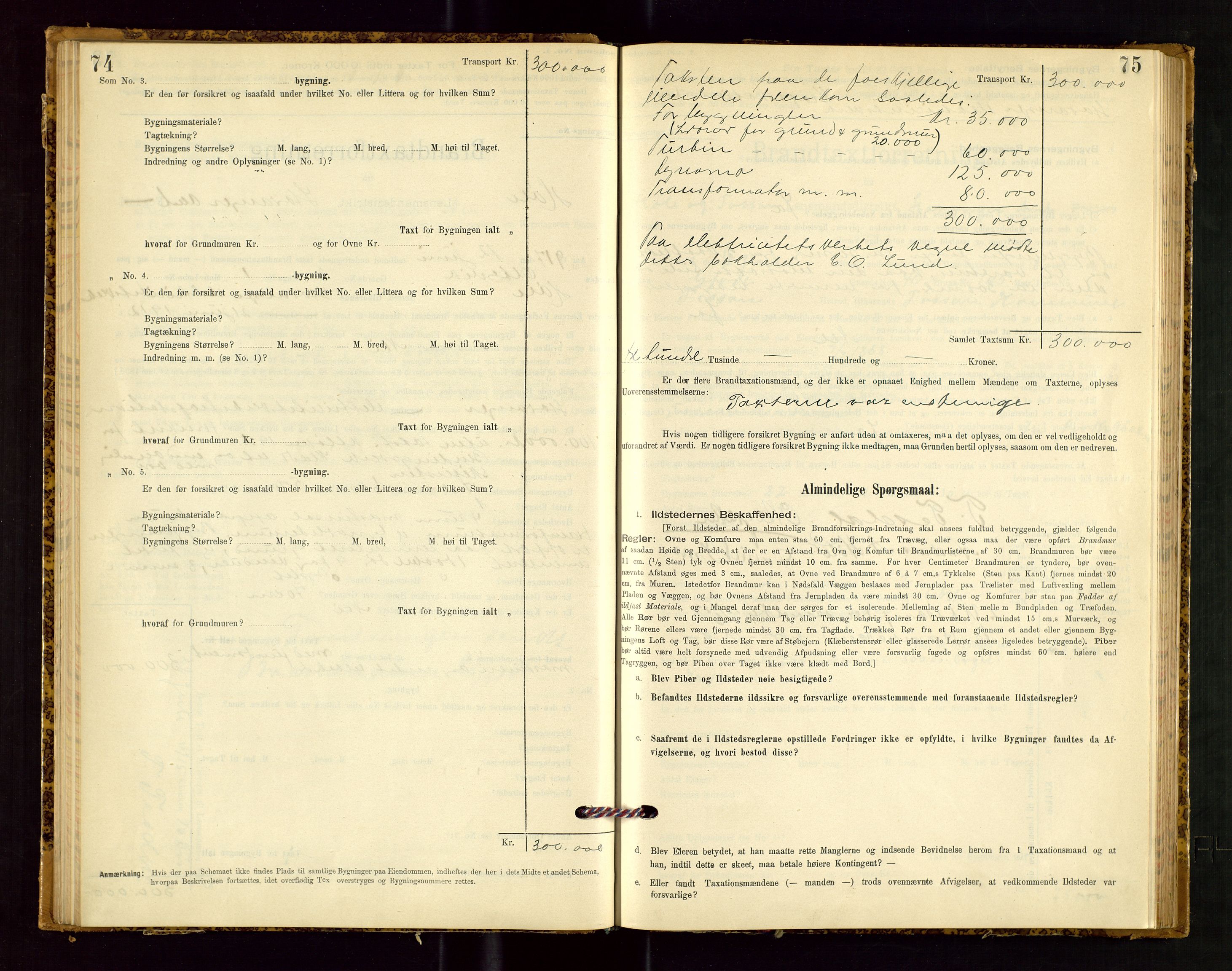 Høle og Forsand lensmannskontor, SAST/A-100127/Gob/L0001: "Brandtaxtprotokol" - skjematakst, 1897-1940, p. 74-75