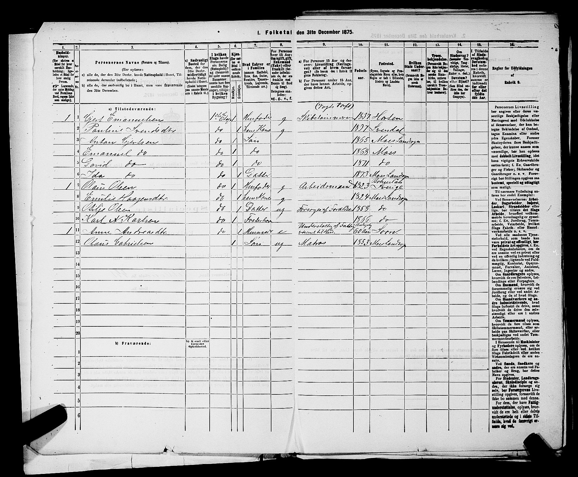 RA, 1875 census for 0104B Moss/Moss, 1875, p. 812