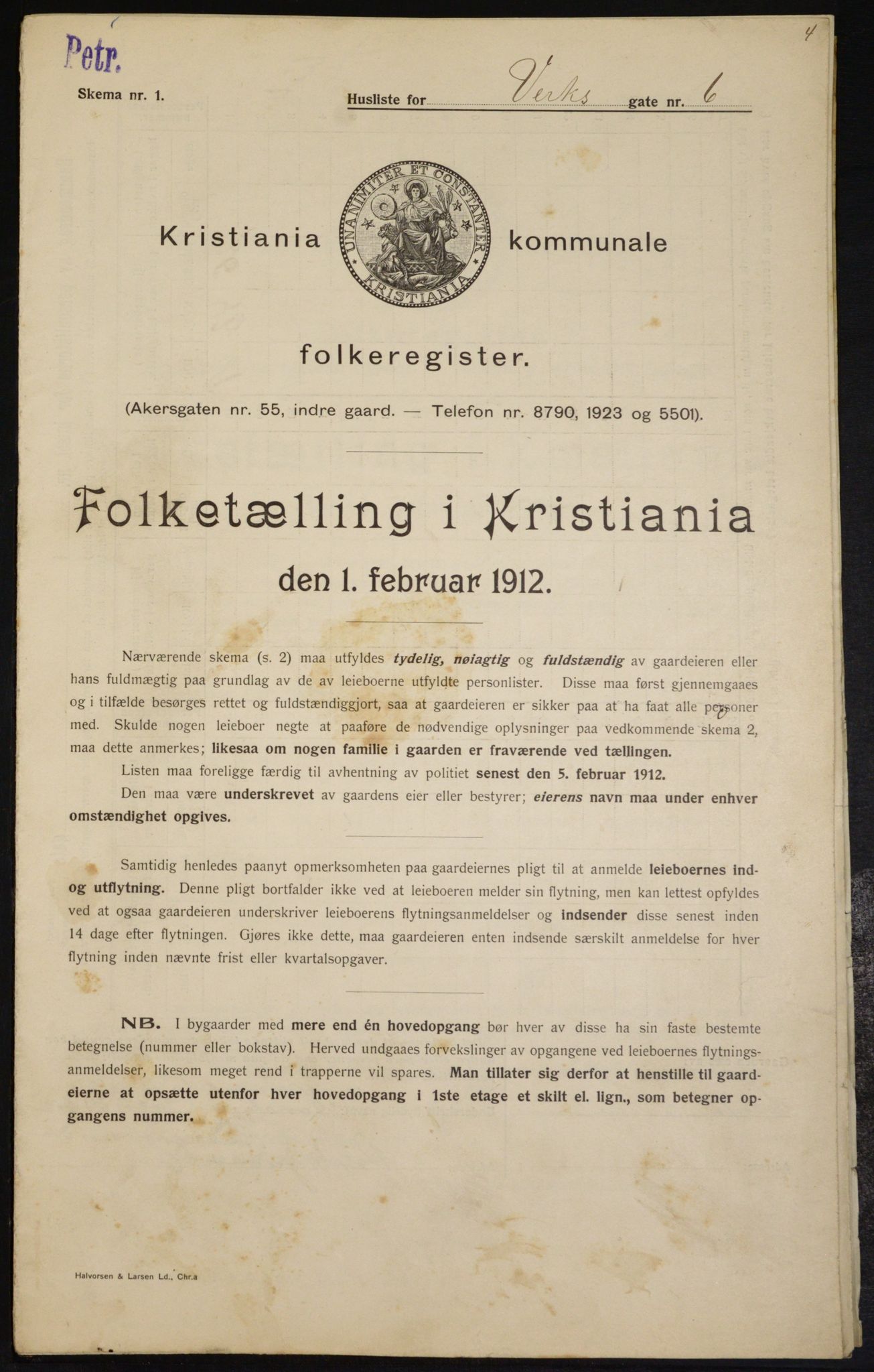 OBA, Municipal Census 1912 for Kristiania, 1912, p. 121889
