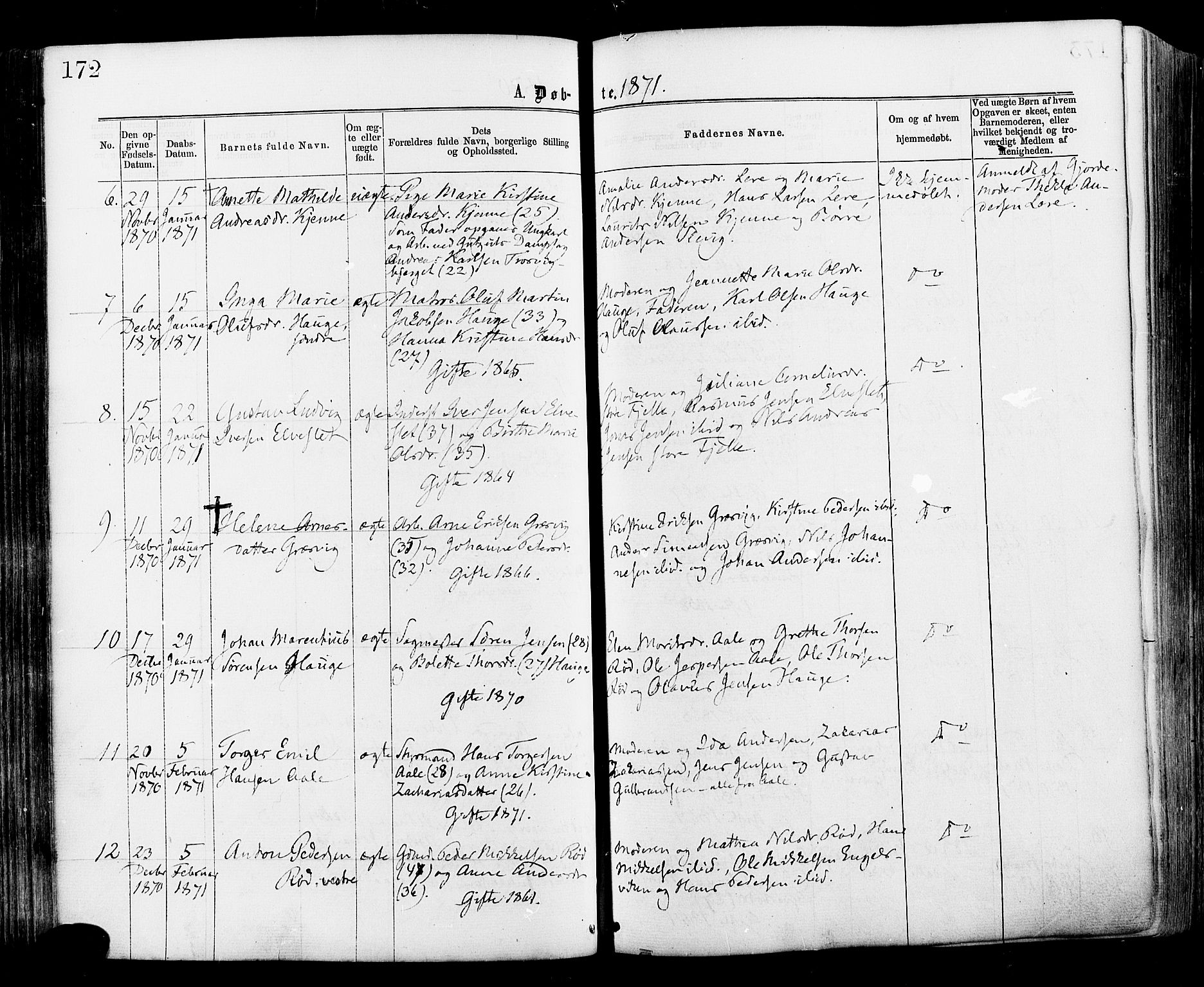 Onsøy prestekontor Kirkebøker, SAO/A-10914/F/Fa/L0004: Parish register (official) no. I 4, 1861-1877, p. 172