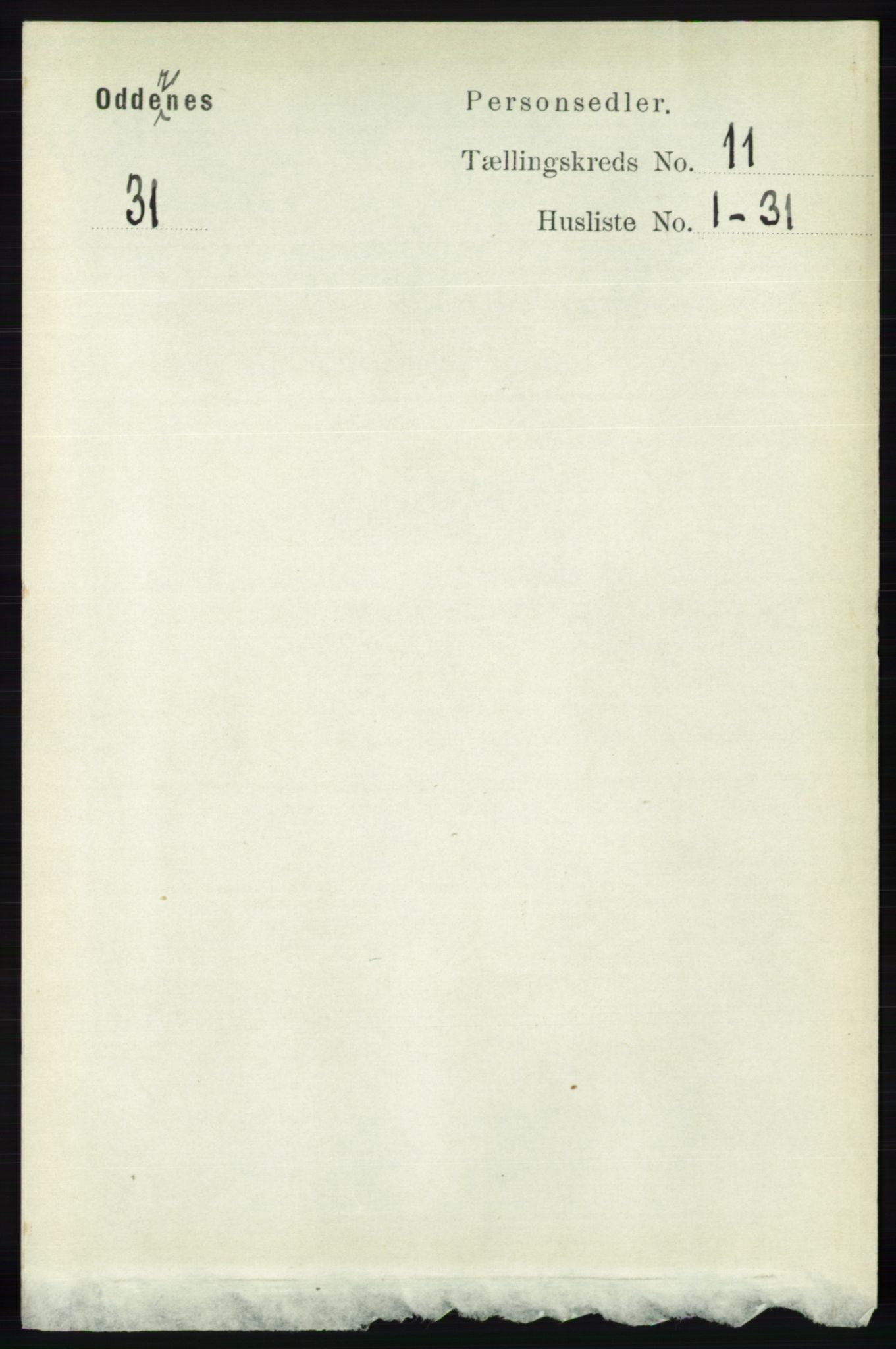 RA, 1891 census for 1012 Oddernes, 1891, p. 4135