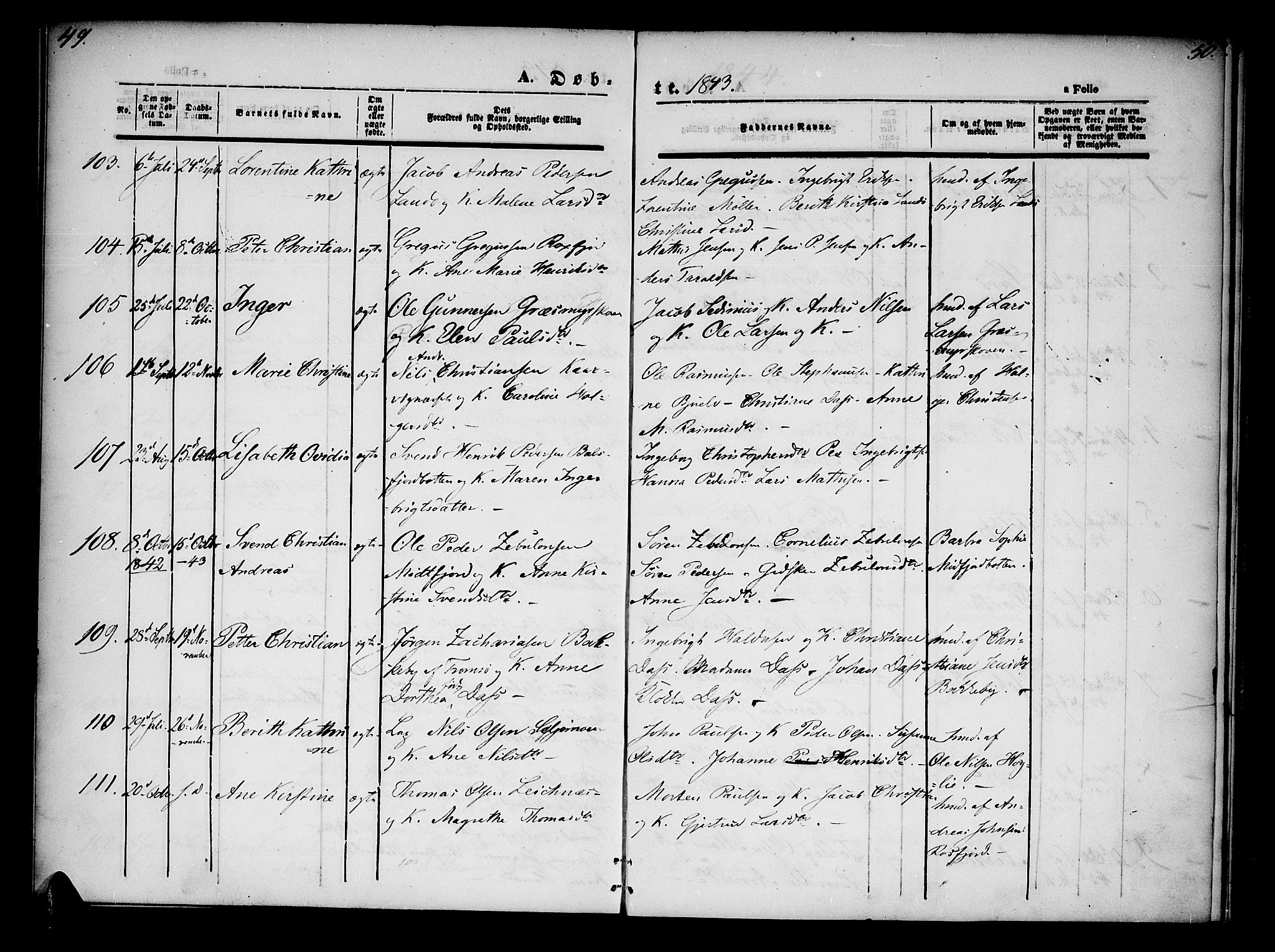 Lenvik sokneprestembete, SATØ/S-1310/H/Ha/Haa/L0005kirke: Parish register (official) no. 5, 1842-1844, p. 49-50