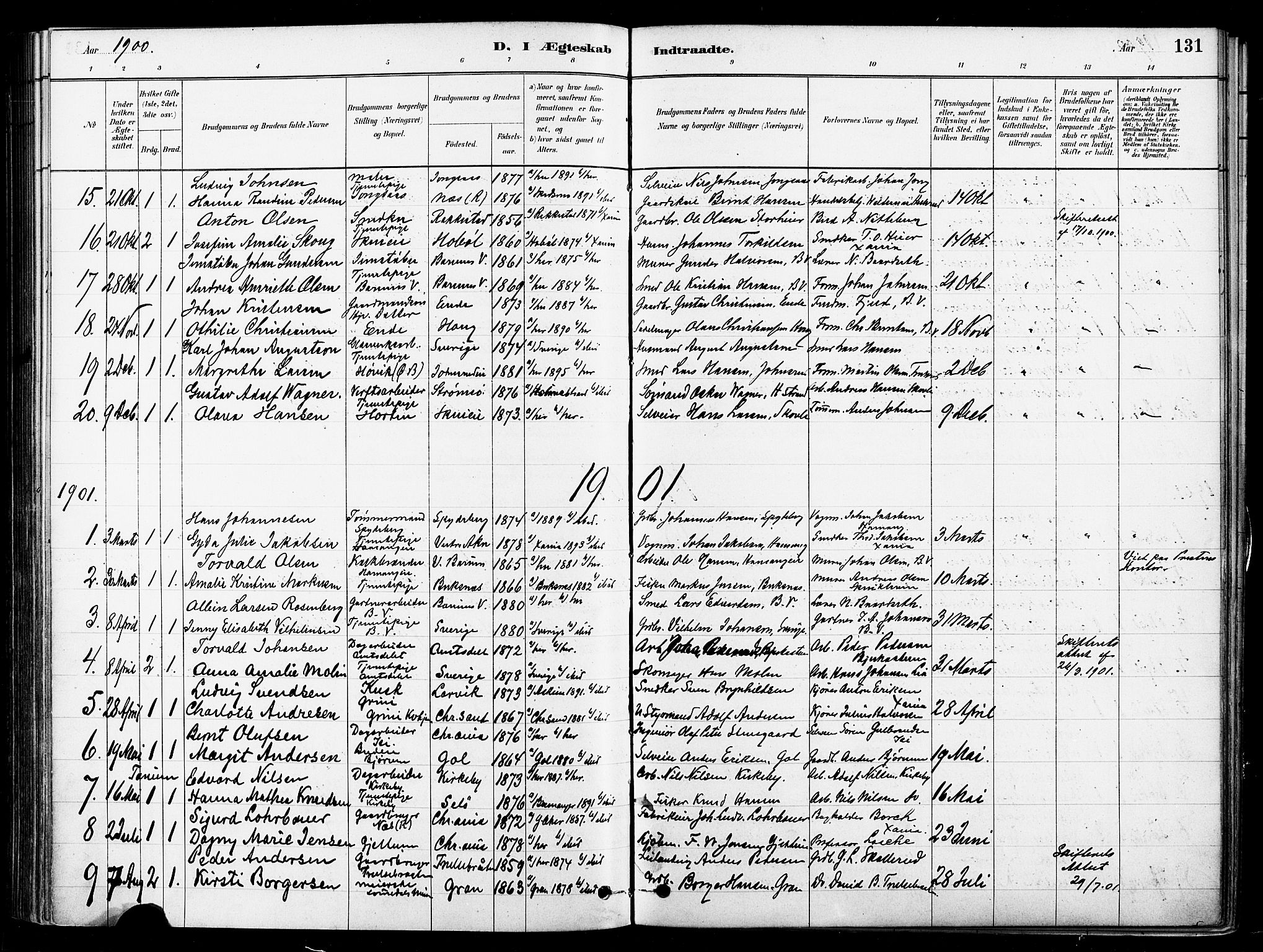 Asker prestekontor Kirkebøker, SAO/A-10256a/F/Fb/L0002: Parish register (official) no. II 2, 1879-1921, p. 131