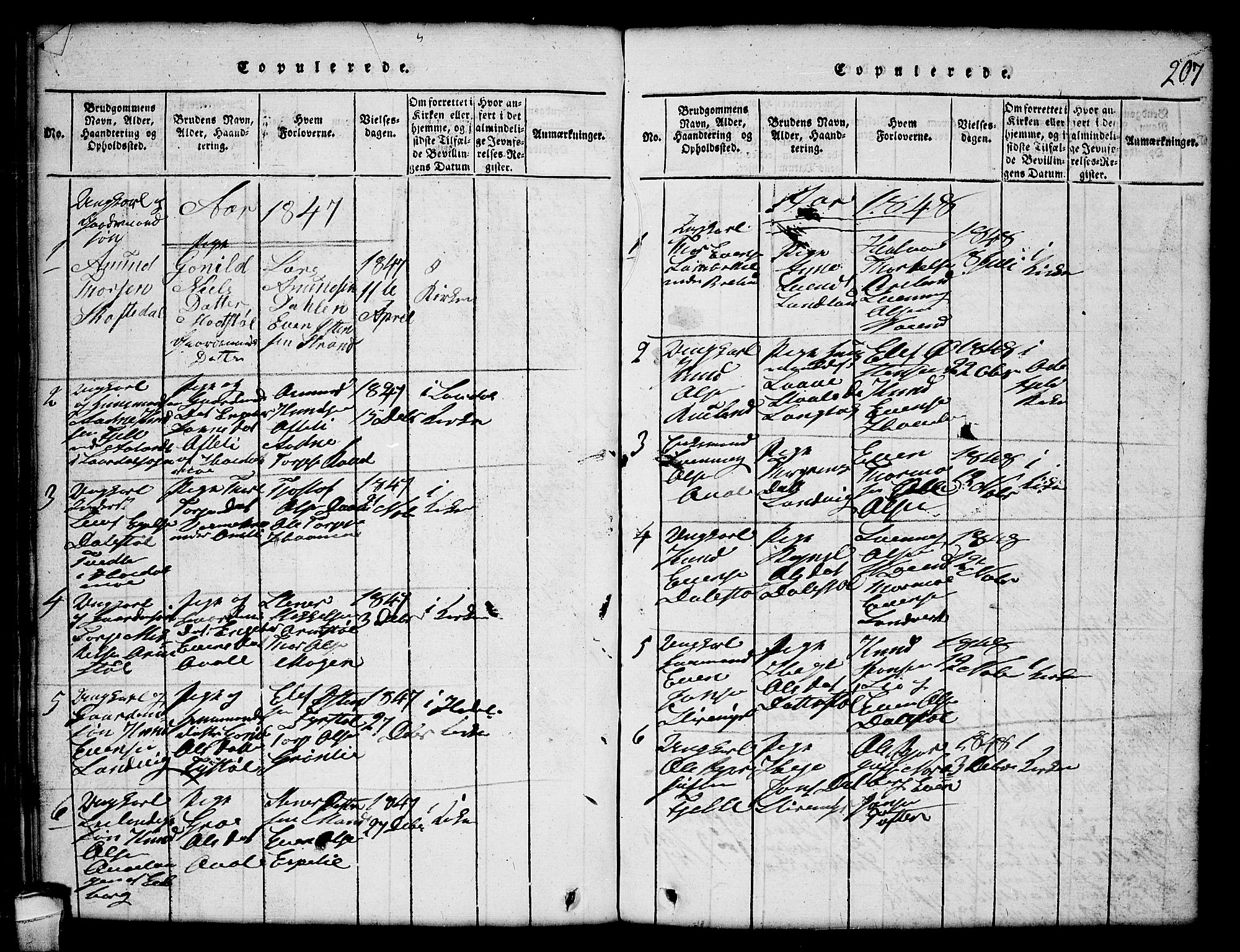 Lårdal kirkebøker, SAKO/A-284/G/Gc/L0001: Parish register (copy) no. III 1, 1815-1854, p. 207