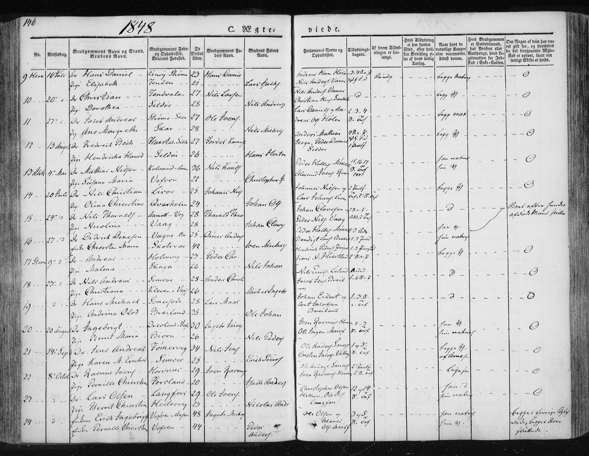 Ministerialprotokoller, klokkerbøker og fødselsregistre - Nordland, AV/SAT-A-1459/830/L0447: Parish register (official) no. 830A11, 1831-1854, p. 146