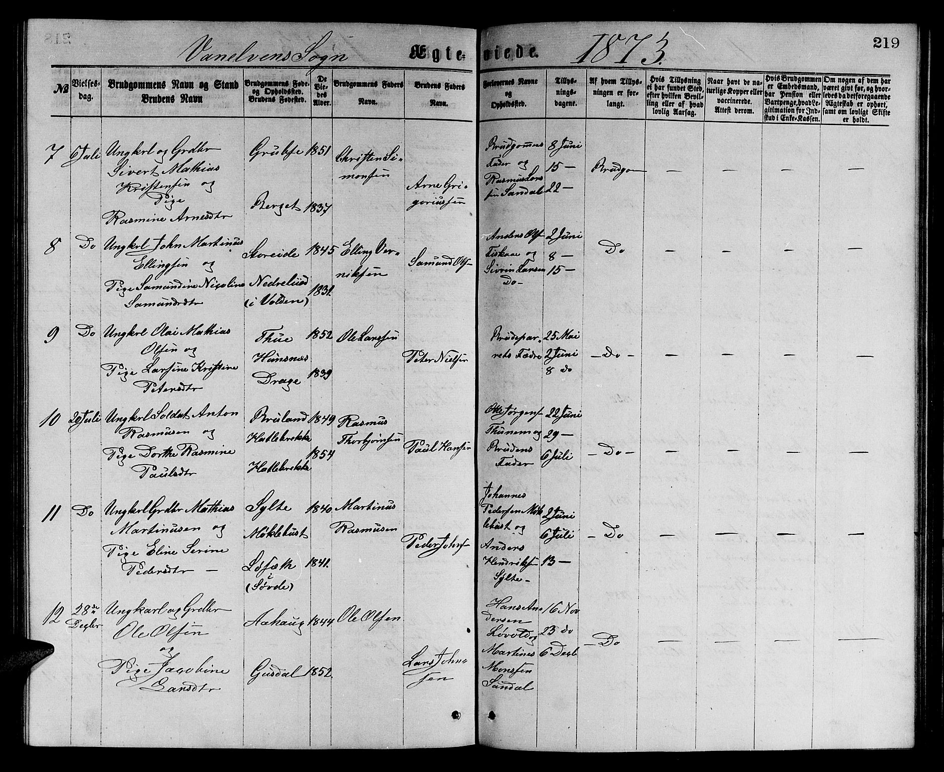 Ministerialprotokoller, klokkerbøker og fødselsregistre - Møre og Romsdal, SAT/A-1454/501/L0016: Parish register (copy) no. 501C02, 1868-1884, p. 219