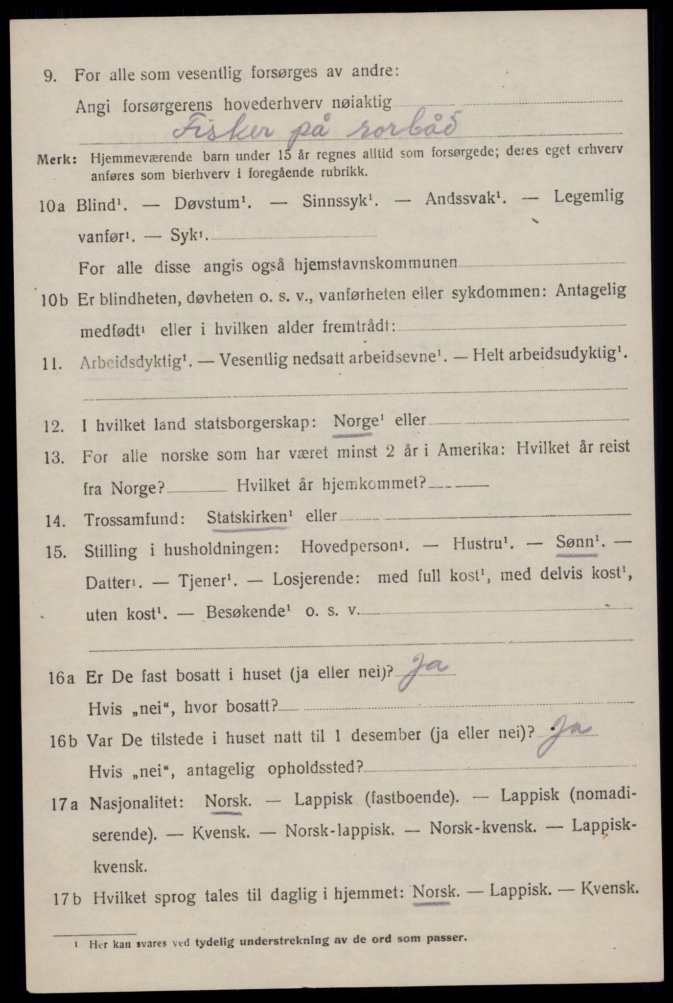 SAT, 1920 census for Værøy, 1920, p. 2232