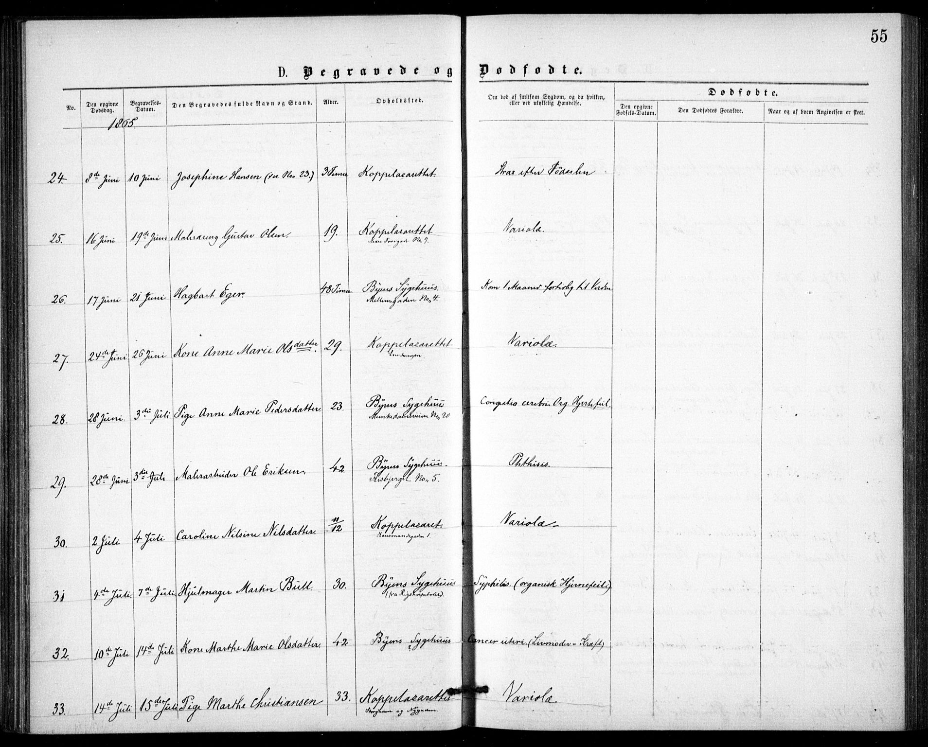 Krohgstøtten sykehusprest Kirkebøker, AV/SAO-A-10854/F/Fa/L0001: Parish register (official) no. 1, 1865-1873, p. 55